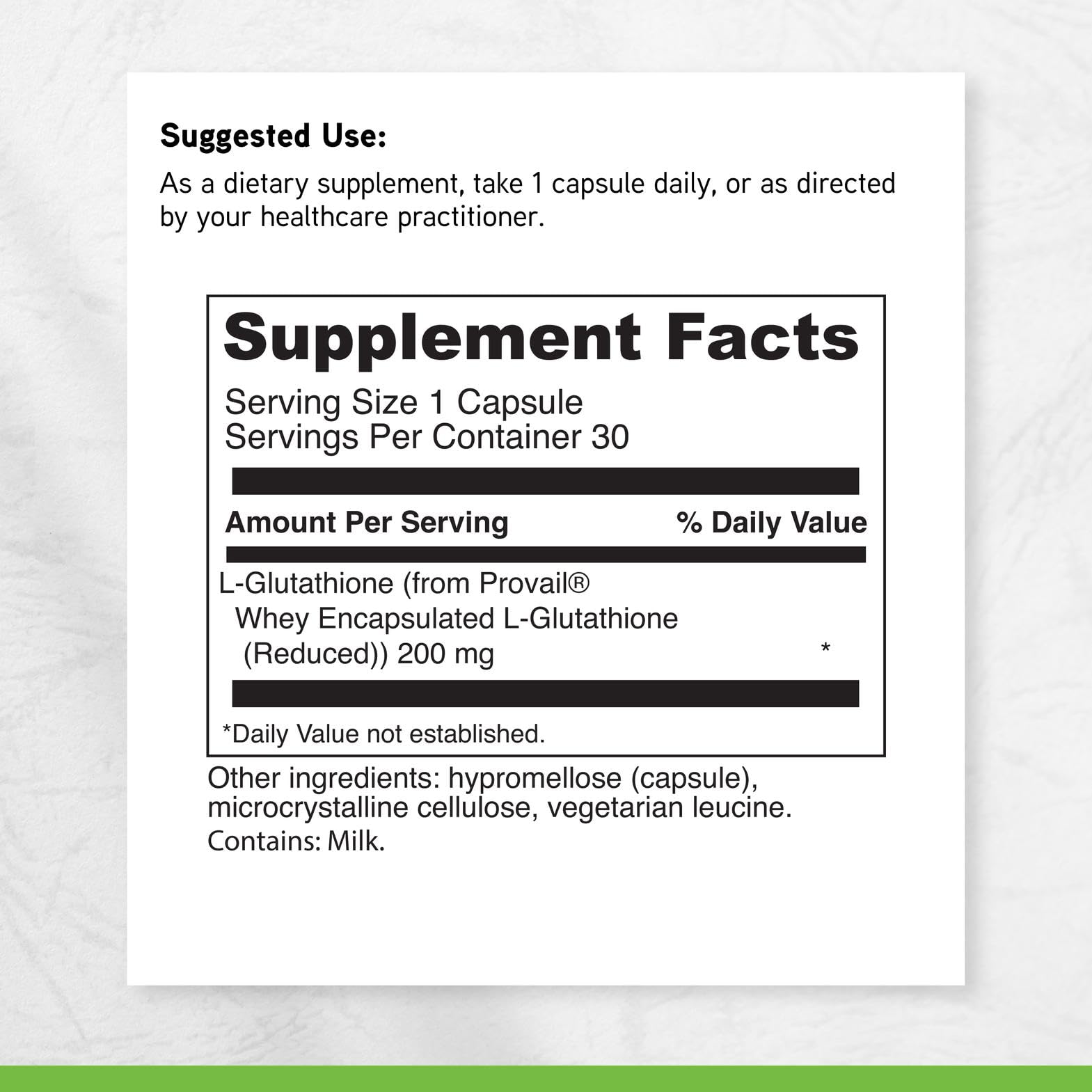 DAVINCI Glutathione Supplement 200mg capsules opened bottle