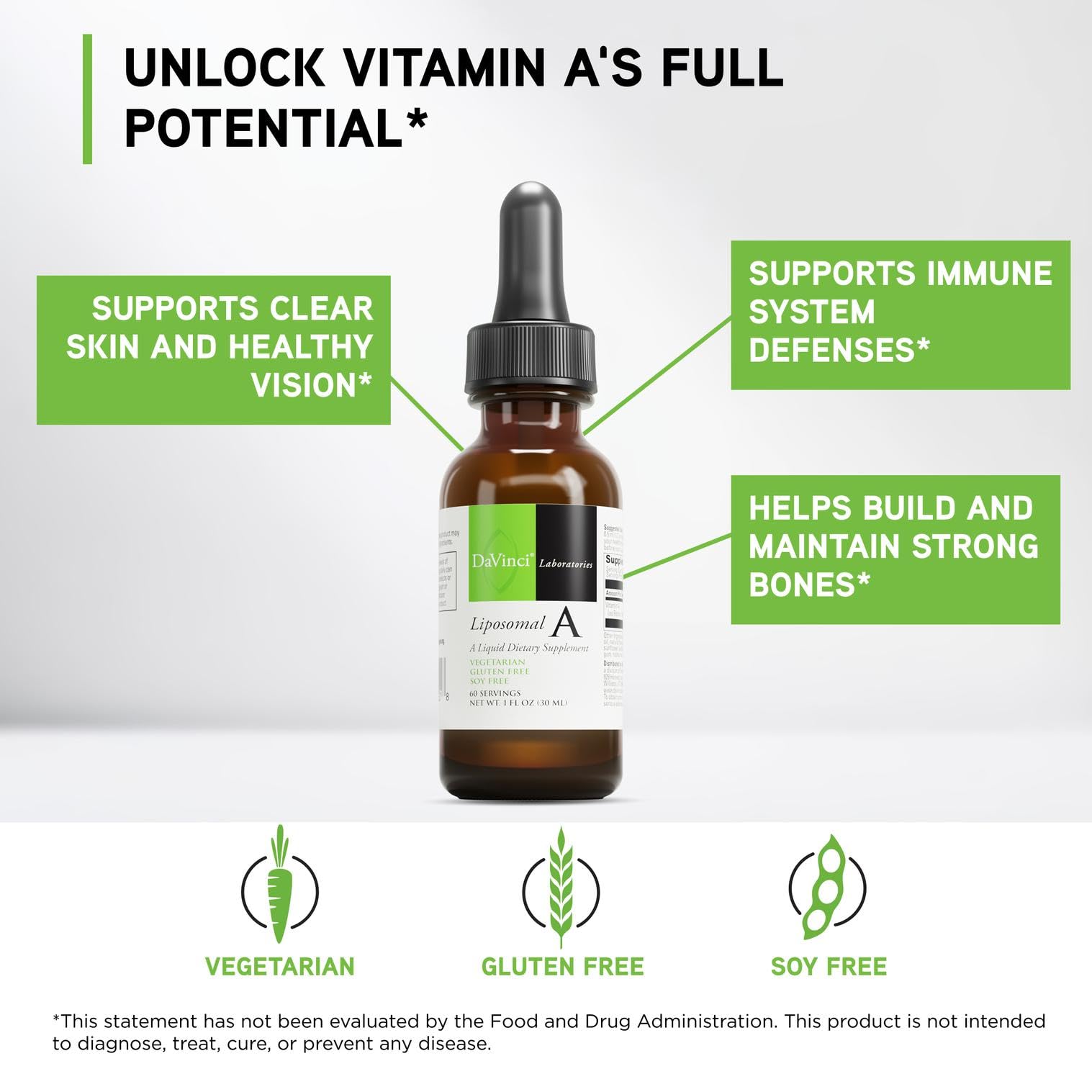 DAVINCI Liposomal A Liquid Vitamin A Supplement 30ml bottle with dropper