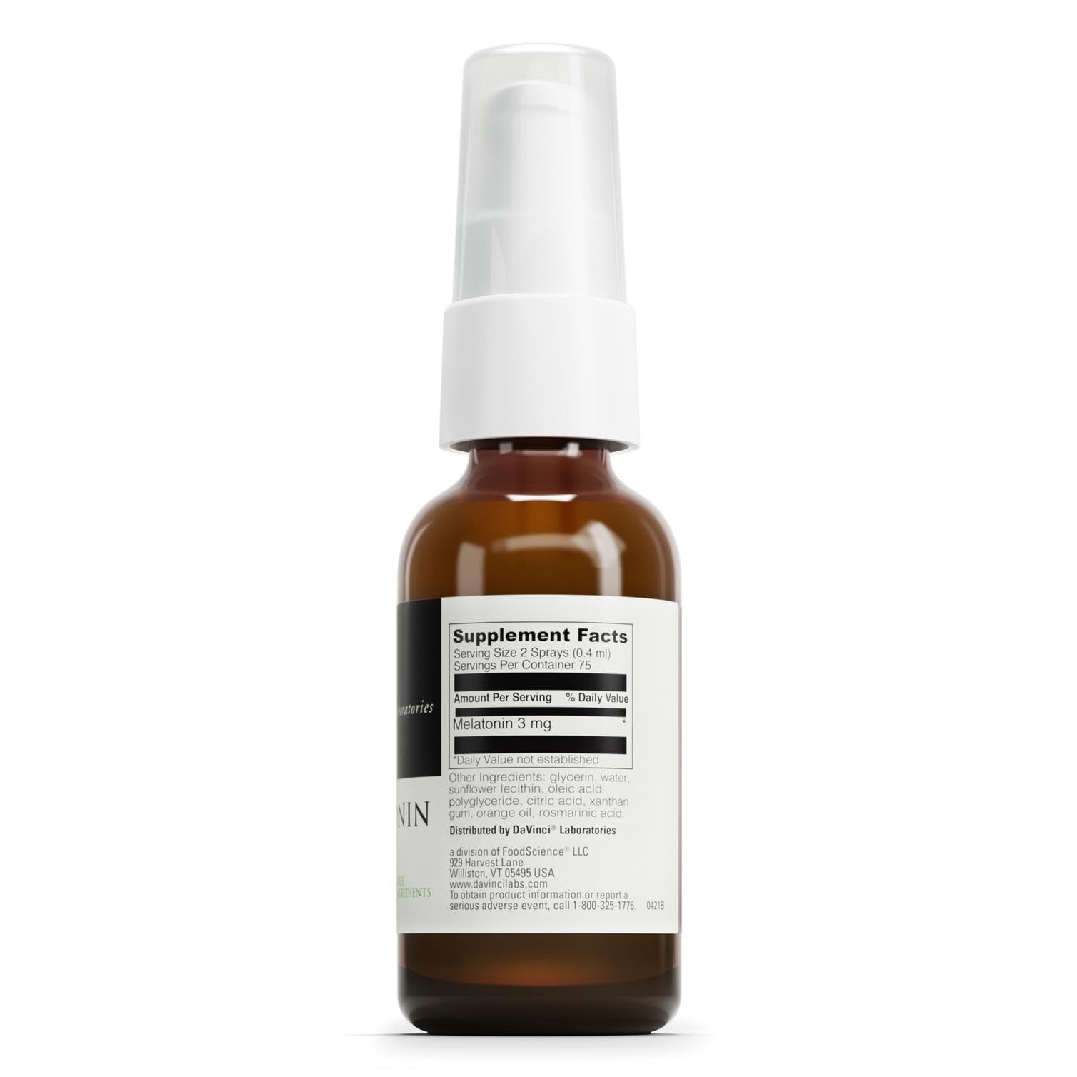 DAVINCI Liposomal Melatonin Spray 30ml side view