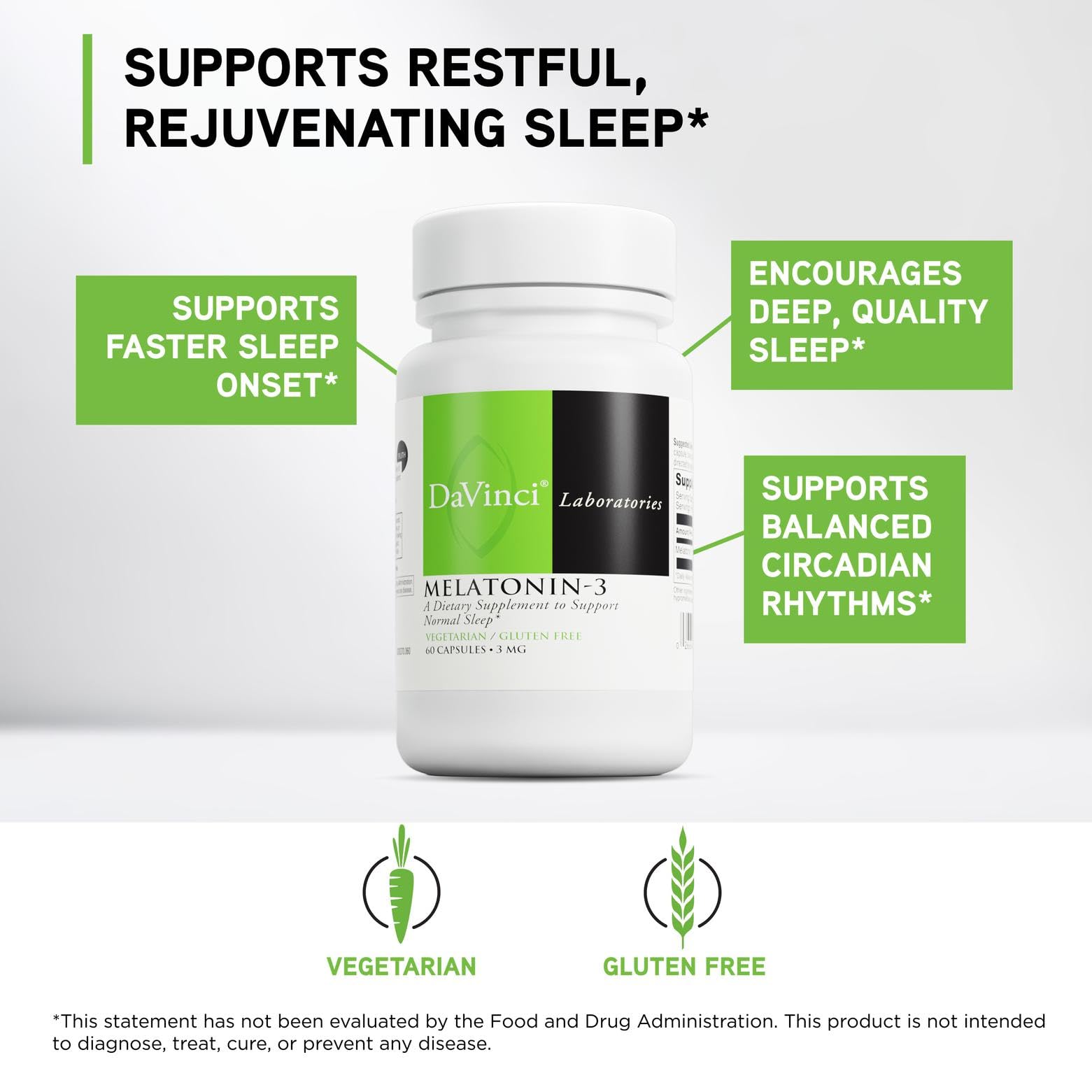 DAVINCI Melatonin-3 capsules on a table
