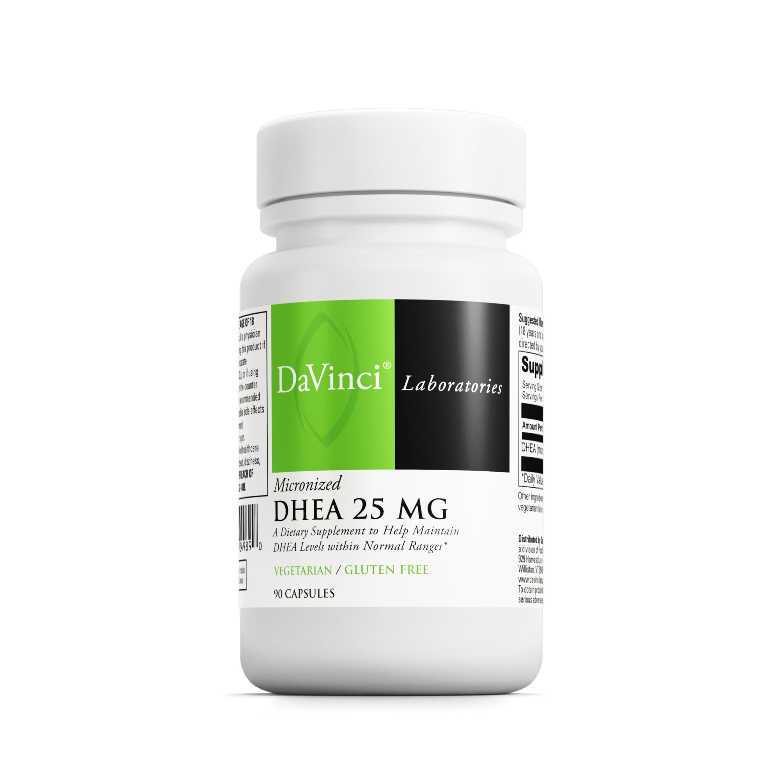 DAVINCI Micronized DHEA 25 mg supplement bottle front view