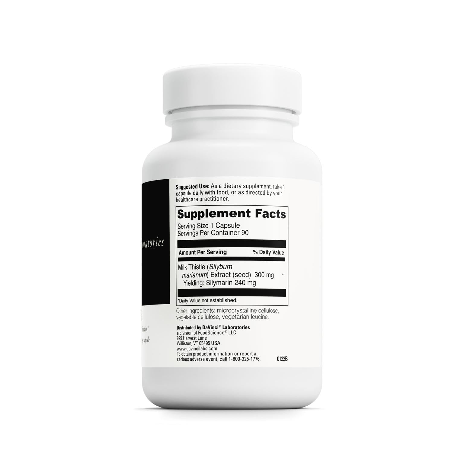 DAVINCI Milk Thistle Supplement 300mg capsule side view