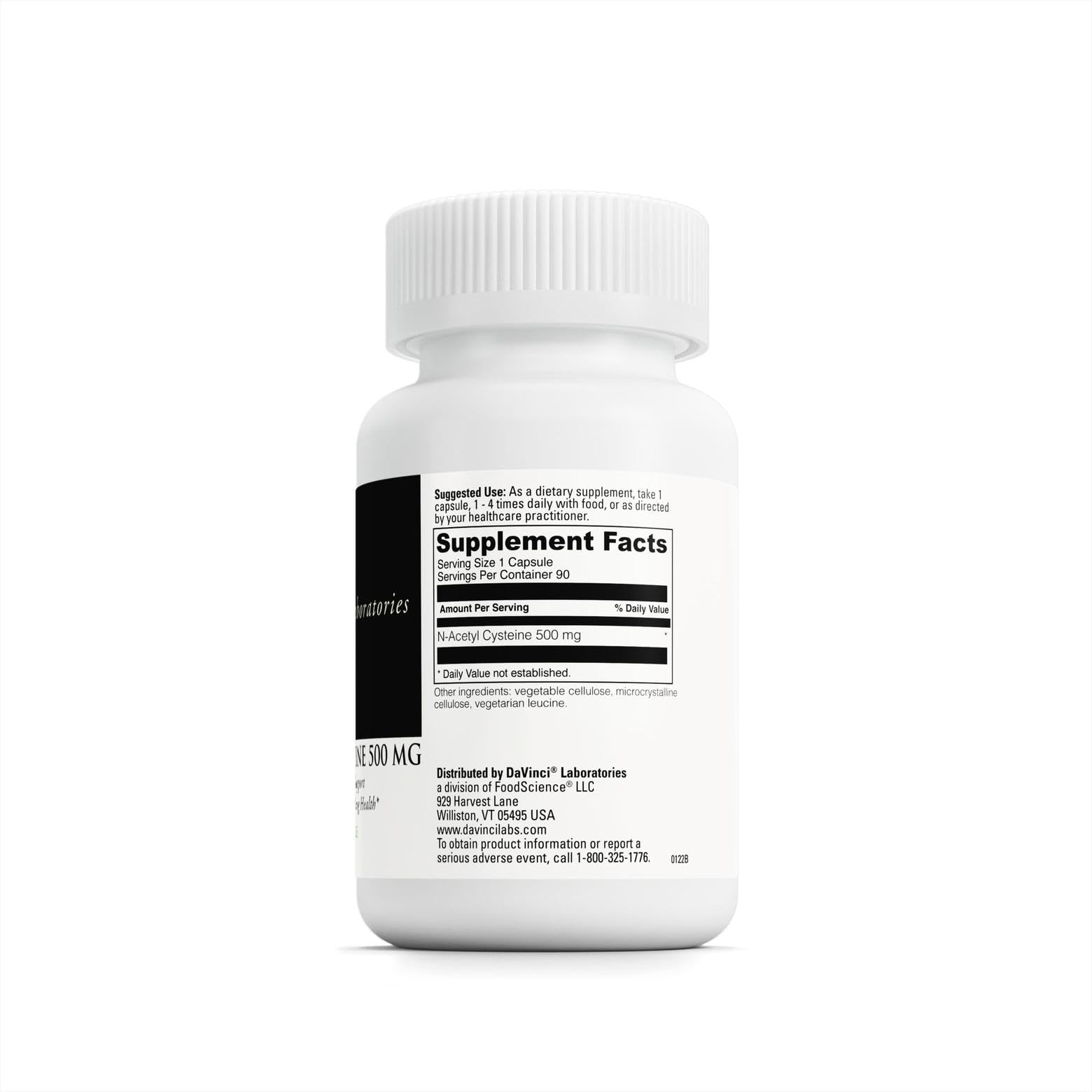 DAVINCI N-Acetyl Cysteine 500mg Capsules bottle side view