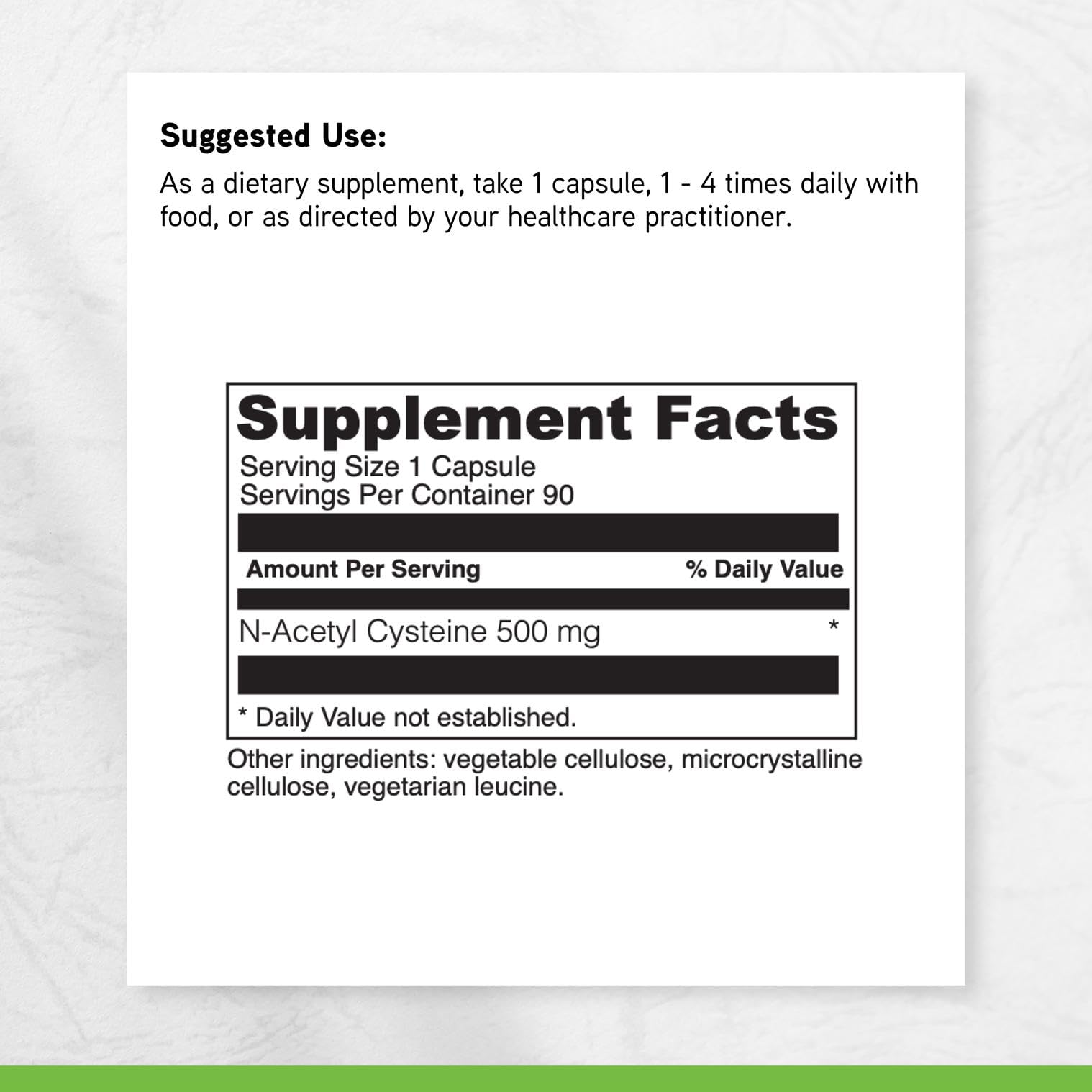 DAVINCI N-Acetyl Cysteine 500mg Capsules on a wooden table