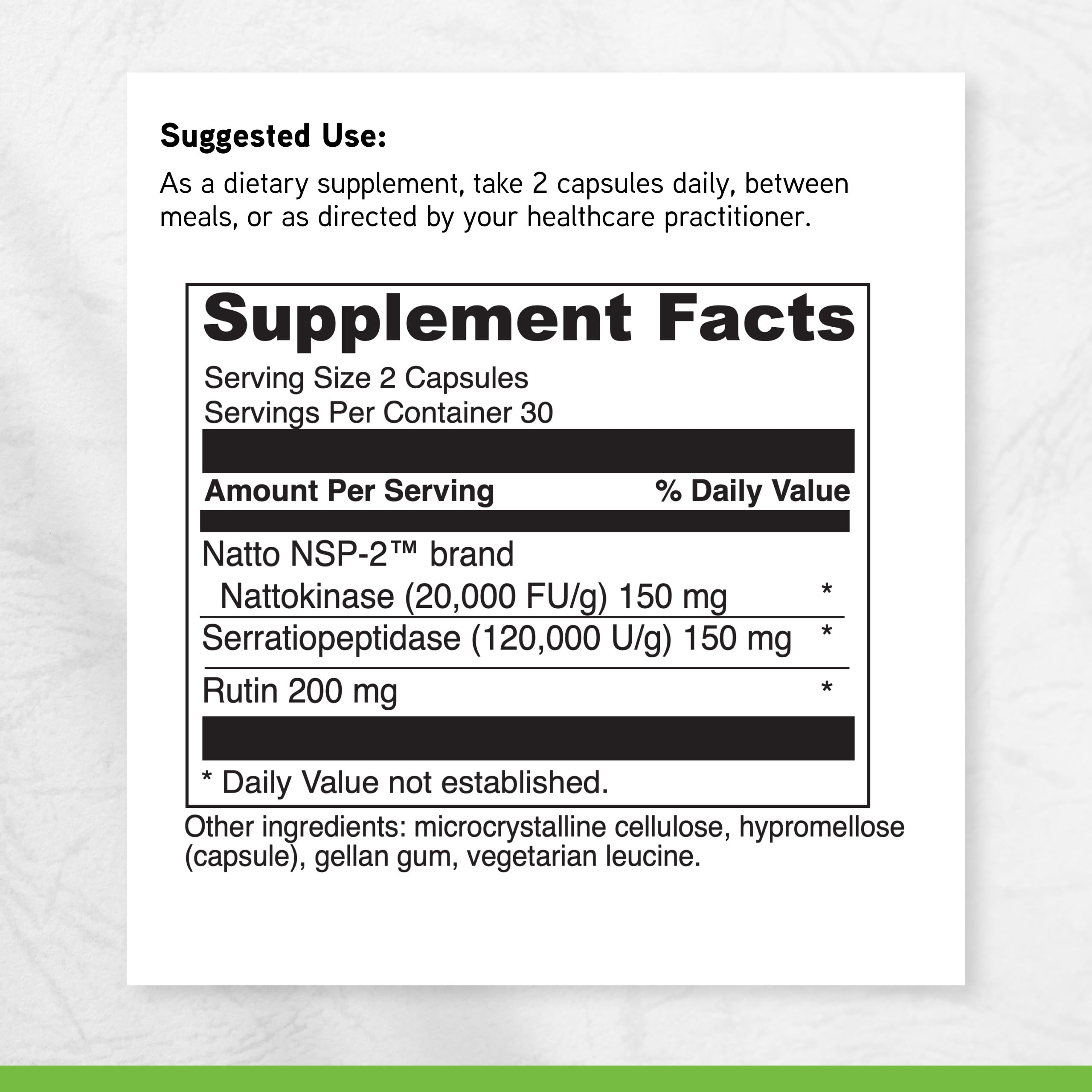 DAVINCI Nattokinase Supplement 100mg on a wooden table
