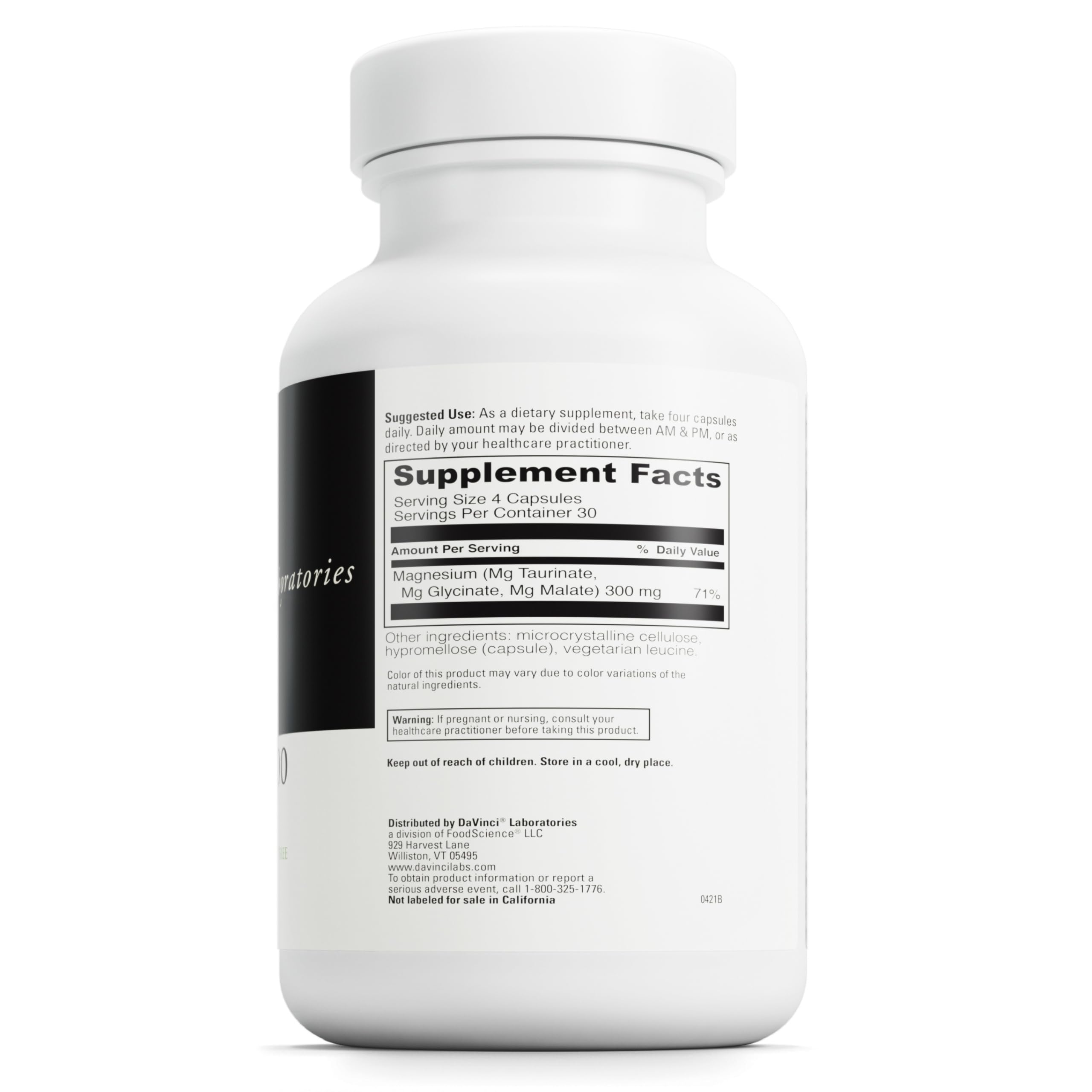 DAVINCI Tri-Mag 300 Magnesium Complex 300mg Capsules side view