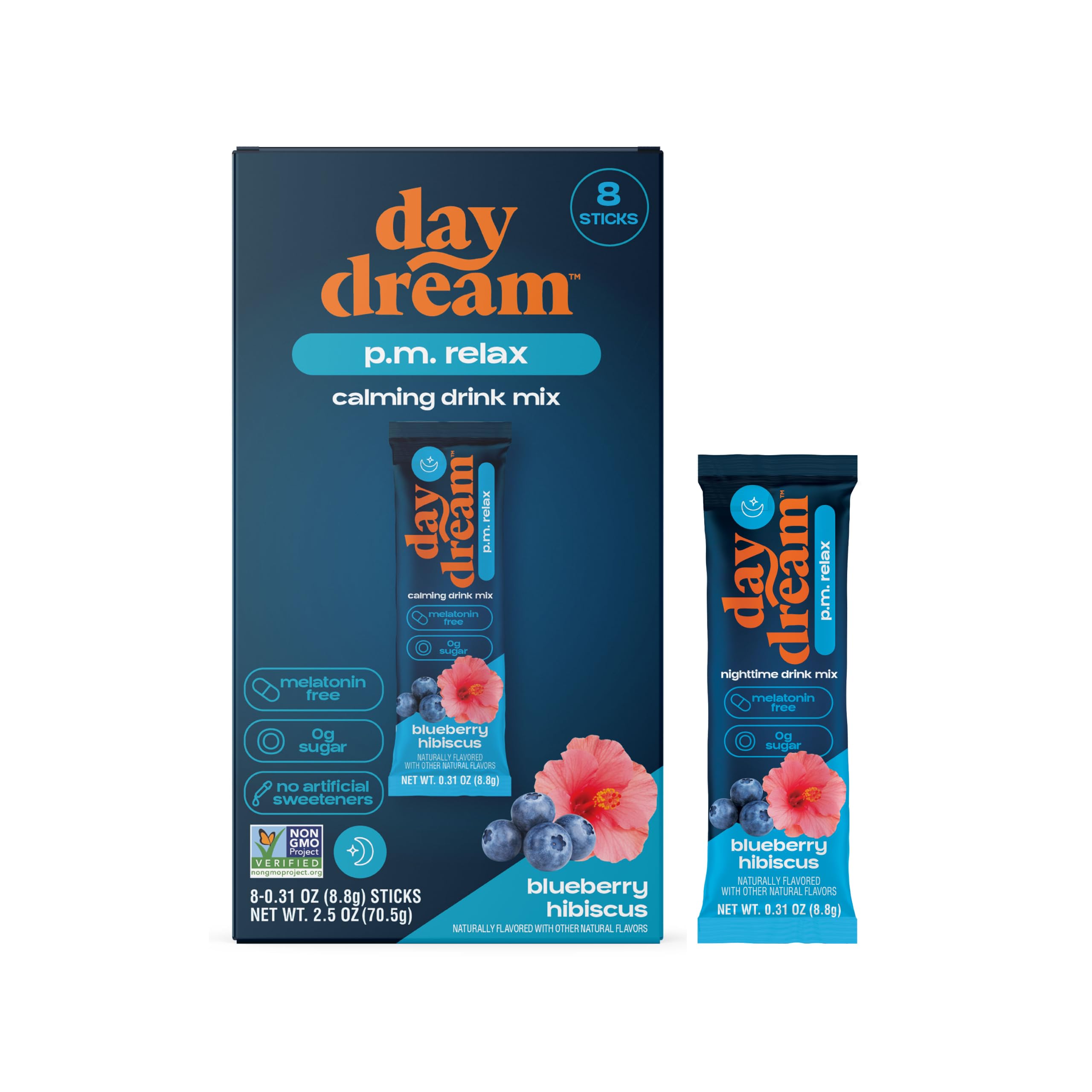 Day Dream PM daily wellness Nighttime Drink Mix Blueberry Hibiscus front view
