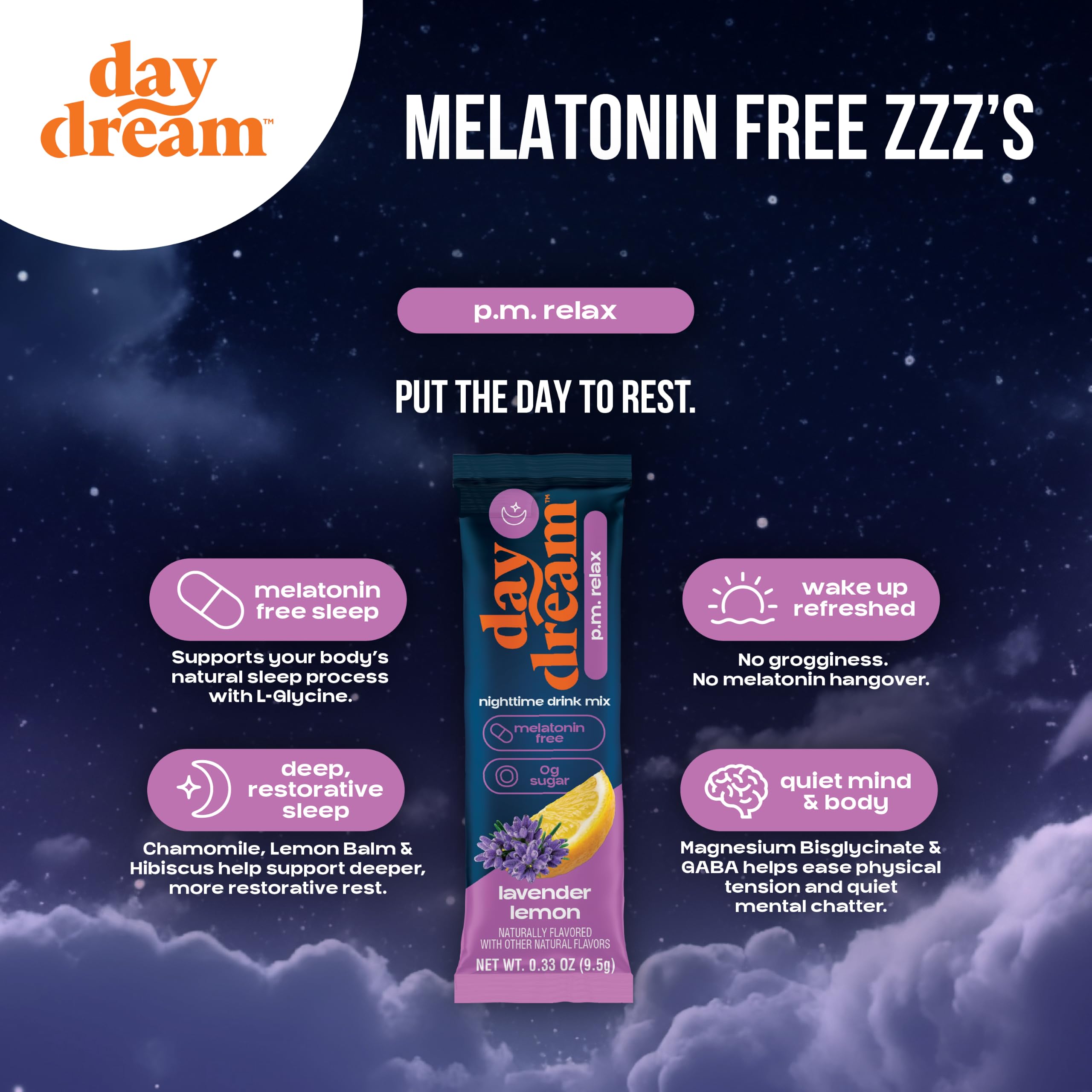 Day Dream PM daily wellness Nighttime Drink Mix ingredients list