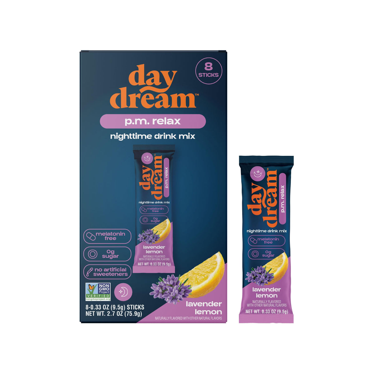 Day Dream PM daily wellness Nighttime Drink Mix Lavender Lemon front view