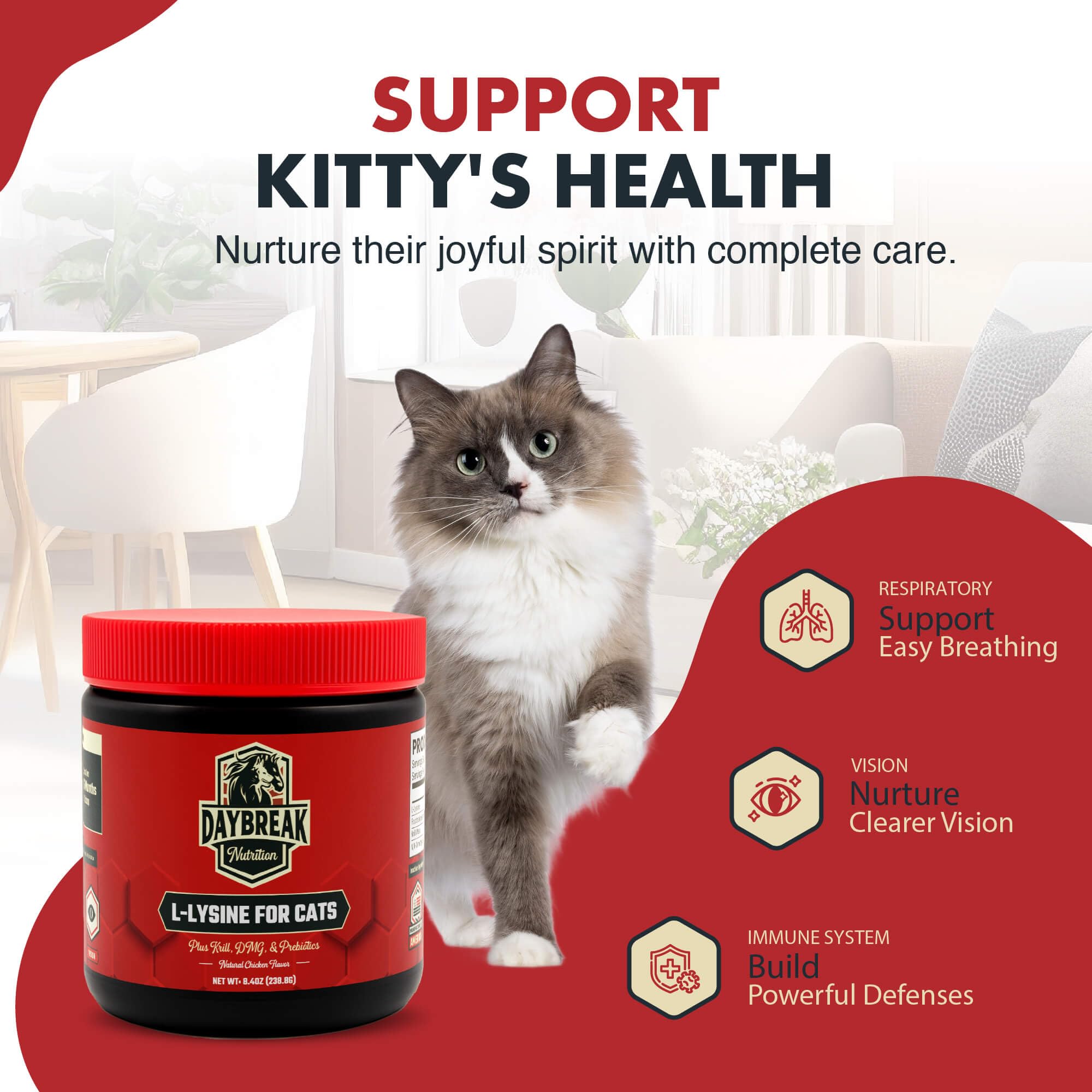 Daybreak Nutrition L-Lysine for Cats 900mg back view