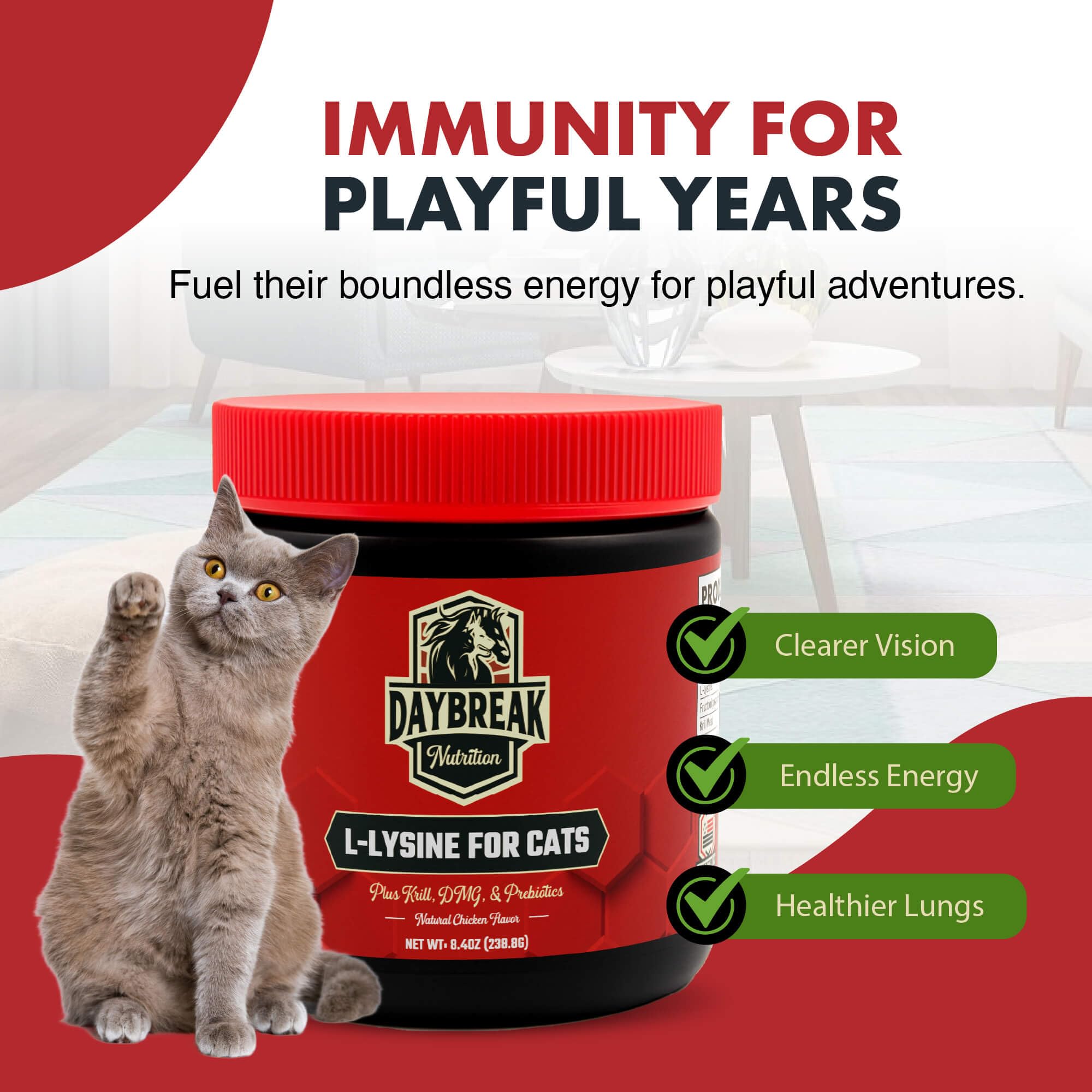 Daybreak Nutrition L-Lysine for Cats 900mg ingredients list