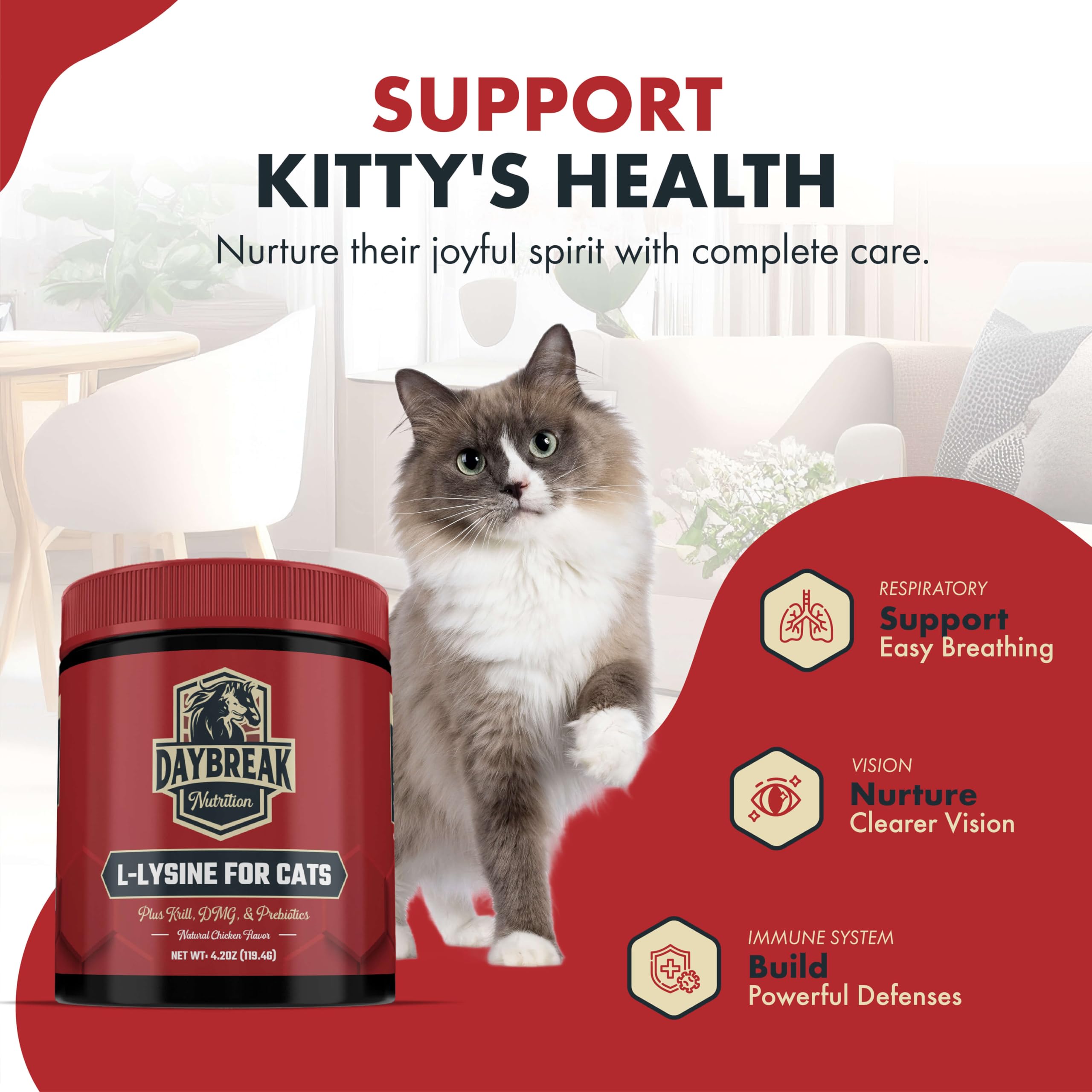 Daybreak Nutrition L-Lysine Powder for Cats 900mg packaging