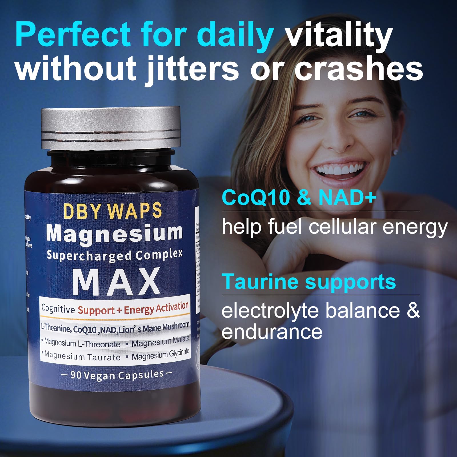 DBYWAPS Magnesium Supplement with Lion’s Mane Mushroom close-up