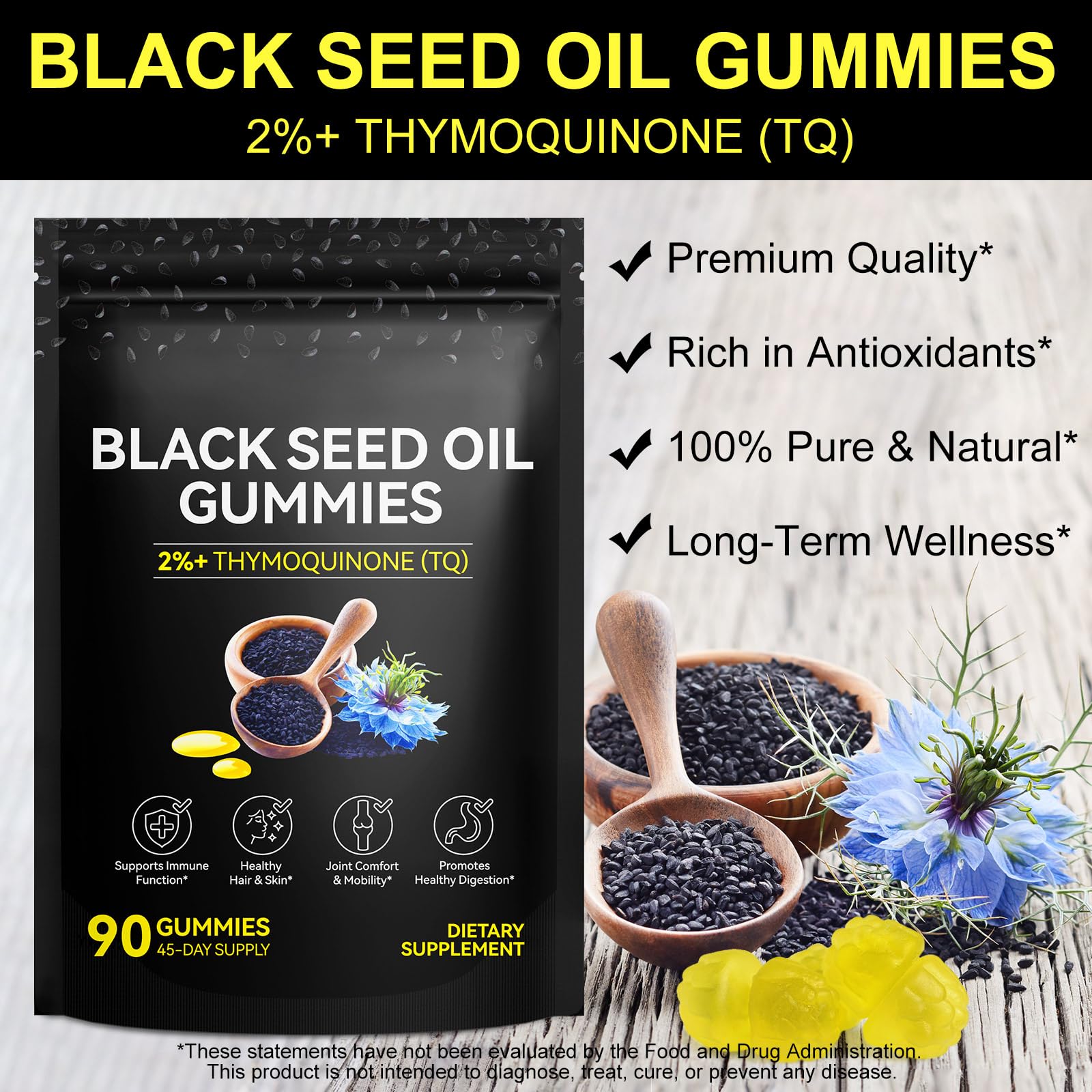 DCTTVHVD Black Seed Oil Gummies soft candy form