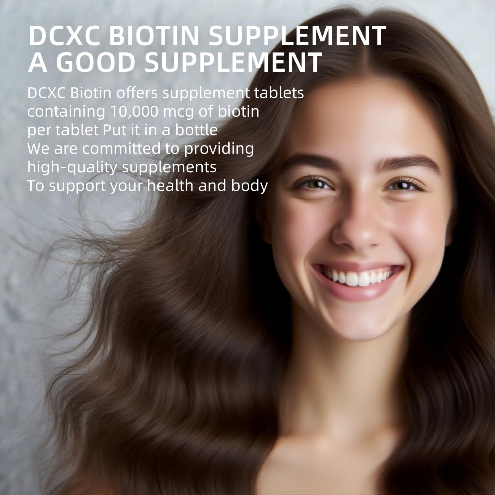 DCXC Biotin Tablets 10000mcg back view showing ingredients