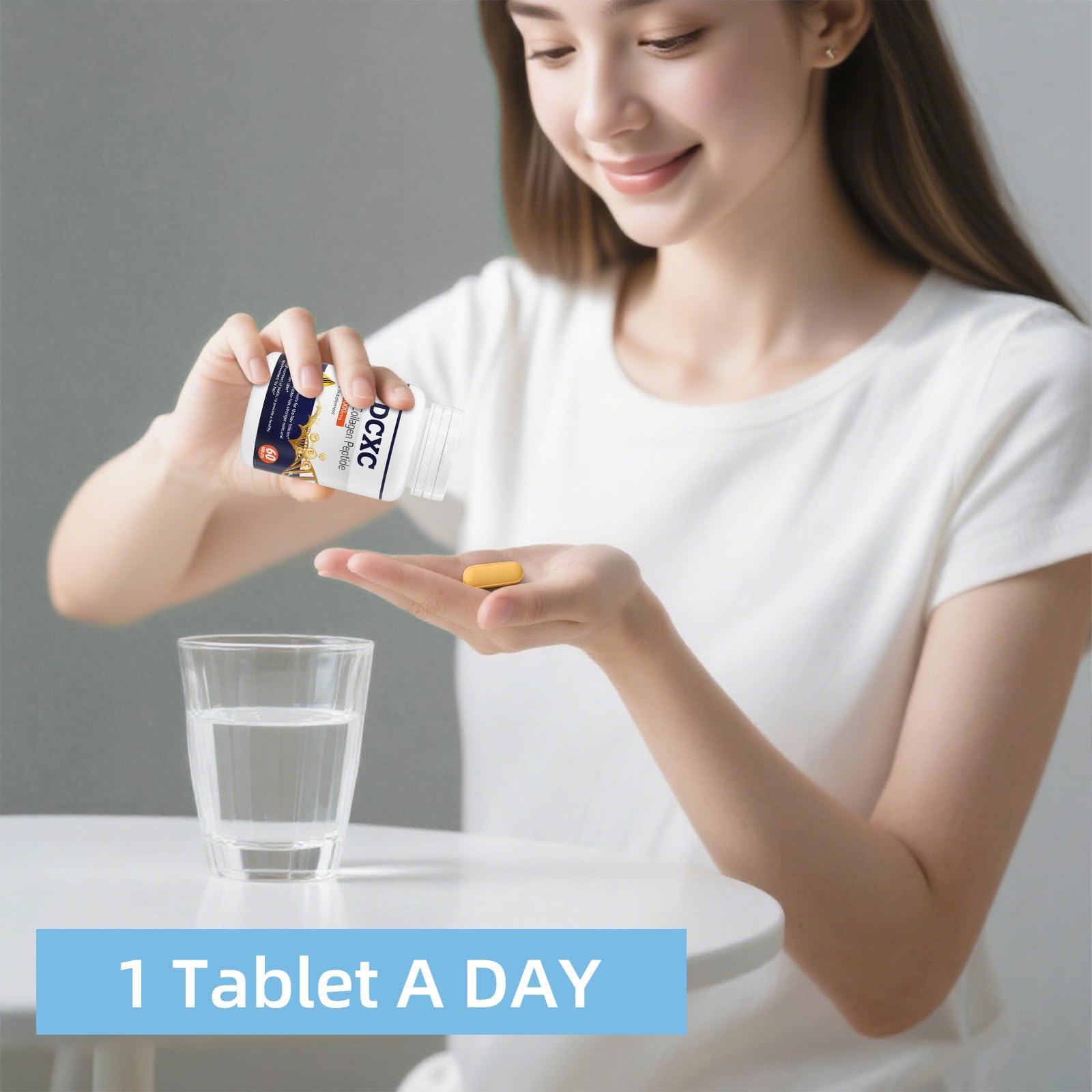 DCXC Biotin Tablets 10000mcg lifestyle shot with beauty products