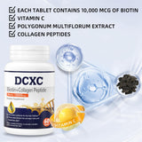 DCXC Biotin Tablets 10000mcg side view with dosage information