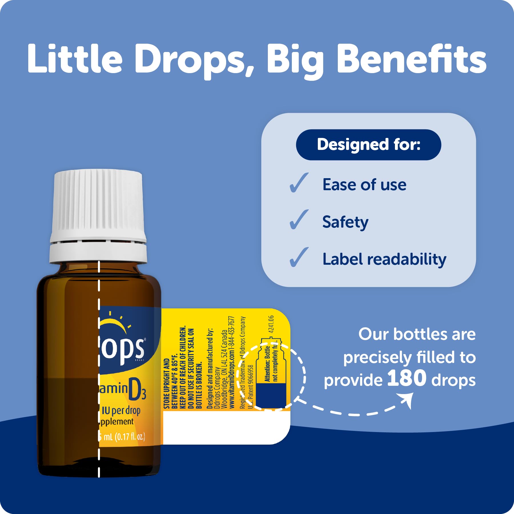 Ddrops Company Vitamin D3 Liquid Drops 50g back view