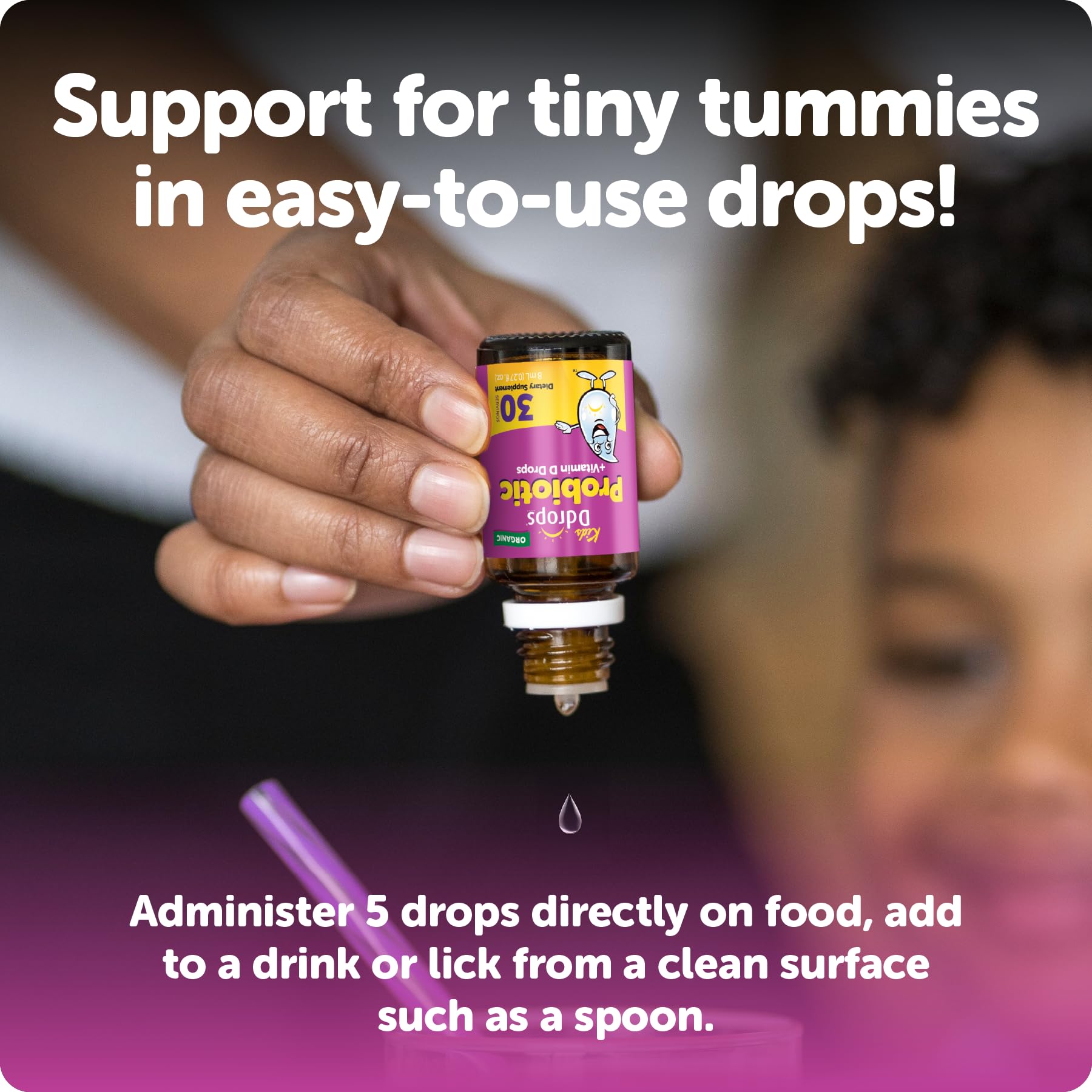 Ddrops Organic Children's Probiotic Drops packaging details