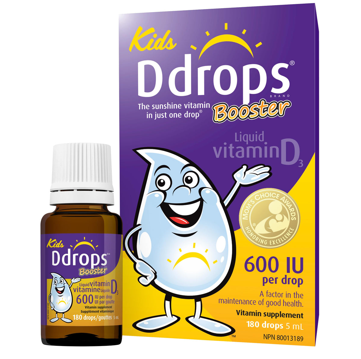 Ddrops support Liquid Vitamin D 600IU 5ml bottle front view