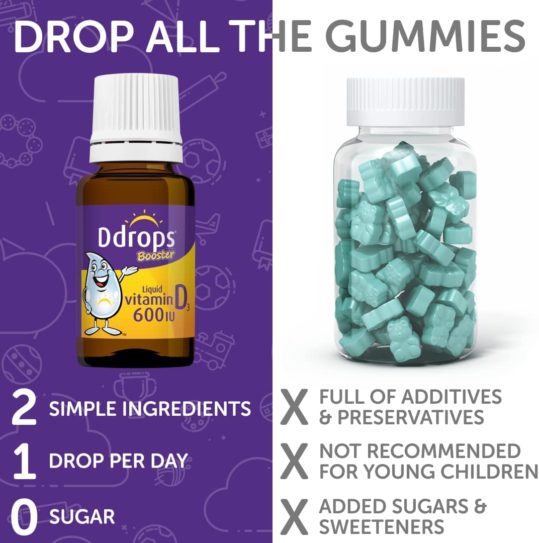 Ddrops Vitamin D3 liquid drops on a wooden table