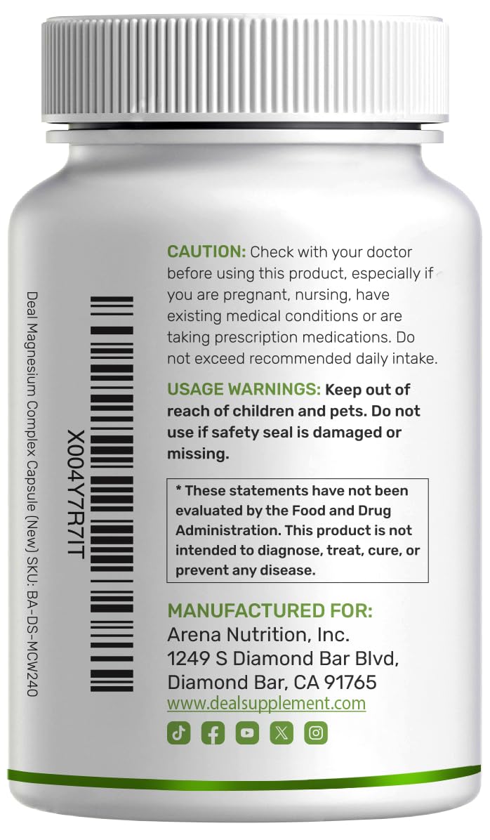 DEAL SUPPLEMENT 12-in-1 Magnesium Formula with a glass of water