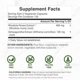 DEAL SUPPLEMENT Ashwagandha & Rhodiola Rosea Capsules bottle side view