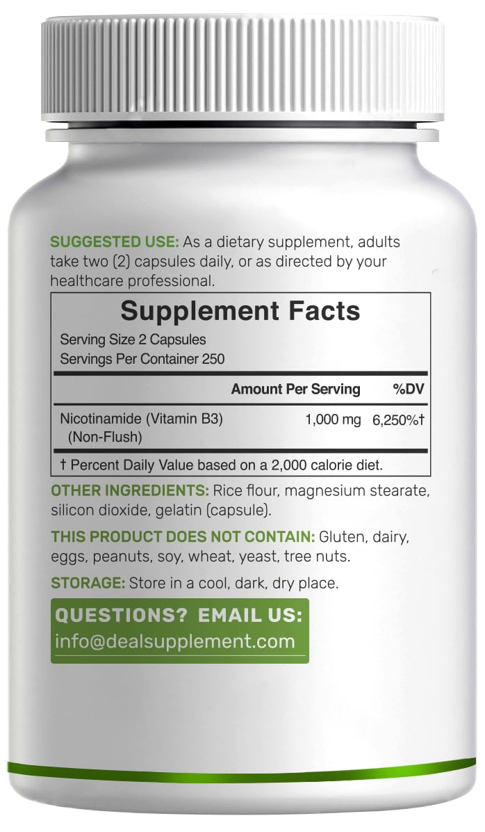 DEAL SUPPLEMENT B3 Niacin 1000mg capsules in hand