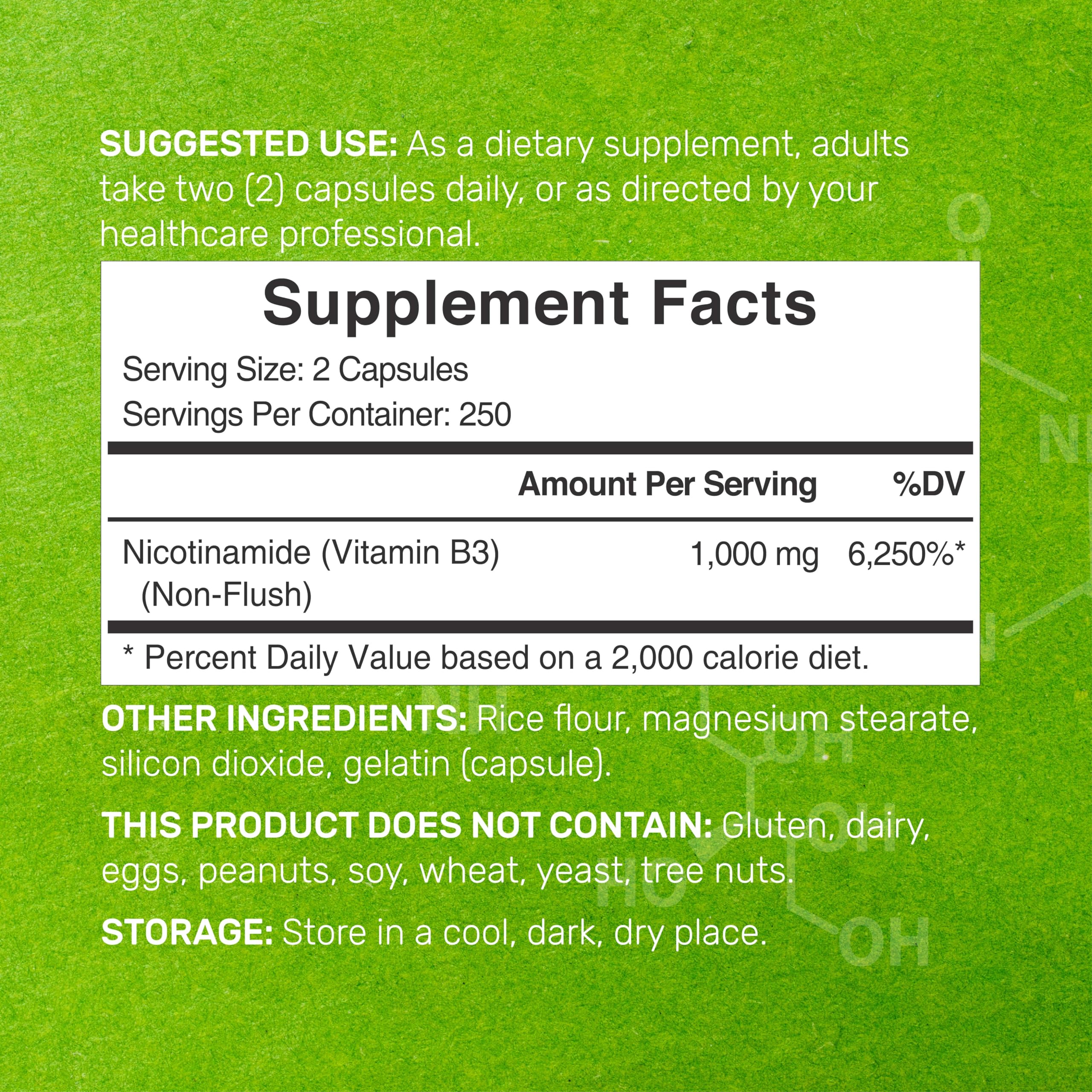 DEAL SUPPLEMENT B3 Niacin 1000mg capsules side view