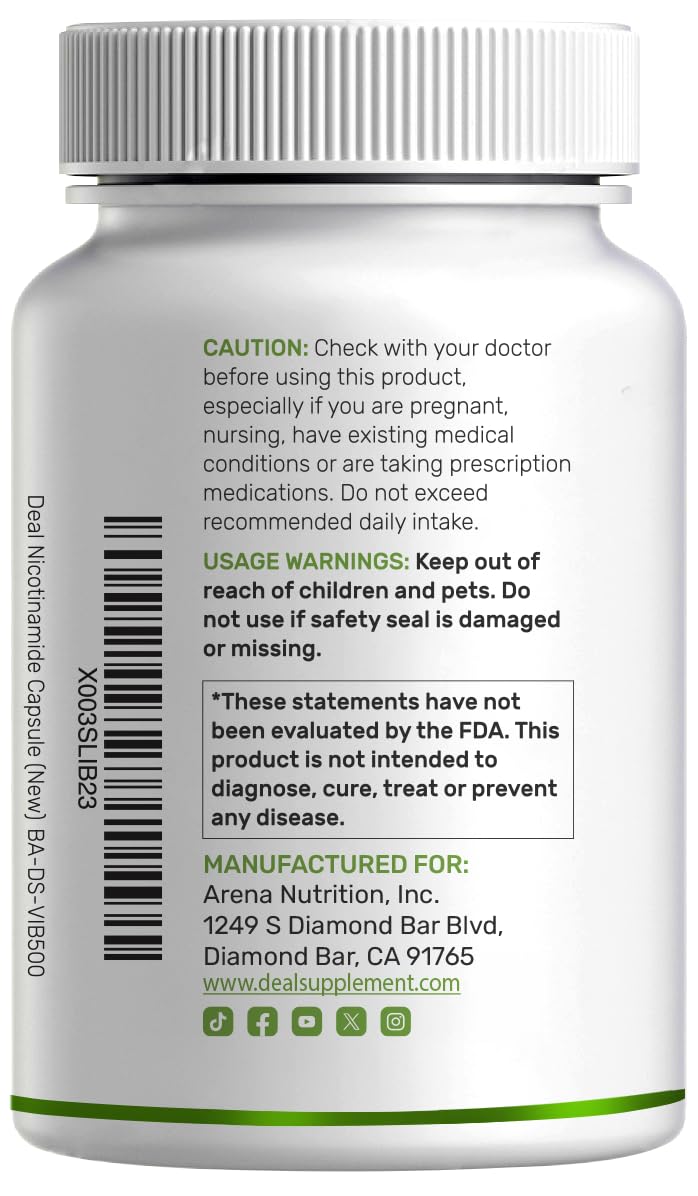 DEAL SUPPLEMENT B3 Niacin 1000mg capsules with other supplements