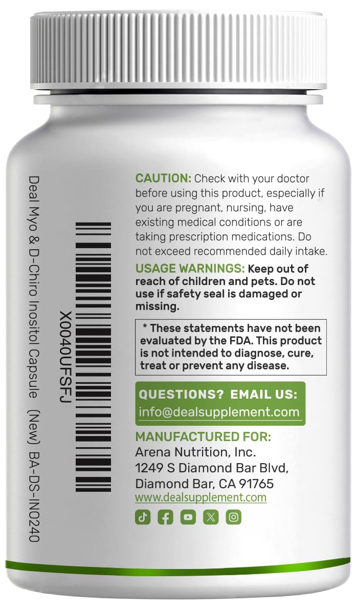 DEAL SUPPLEMENT B8 (Inositol) bottle with capsules beside it