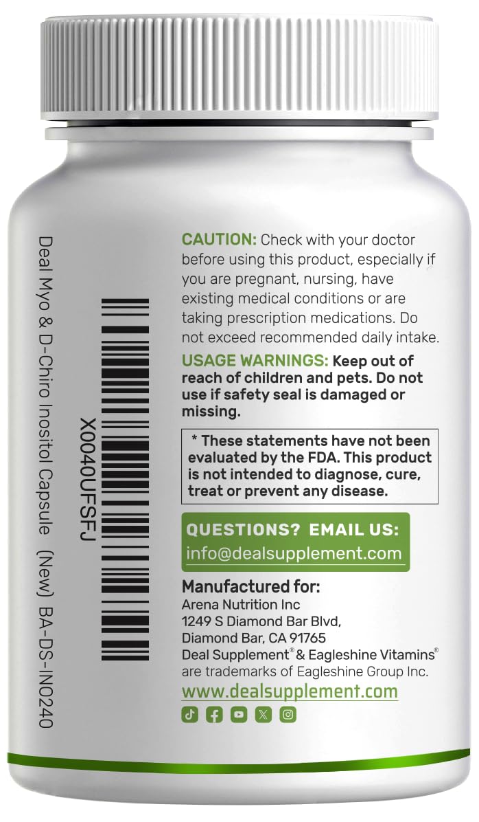 DEAL SUPPLEMENT B8 (Inositol) capsules in a hand