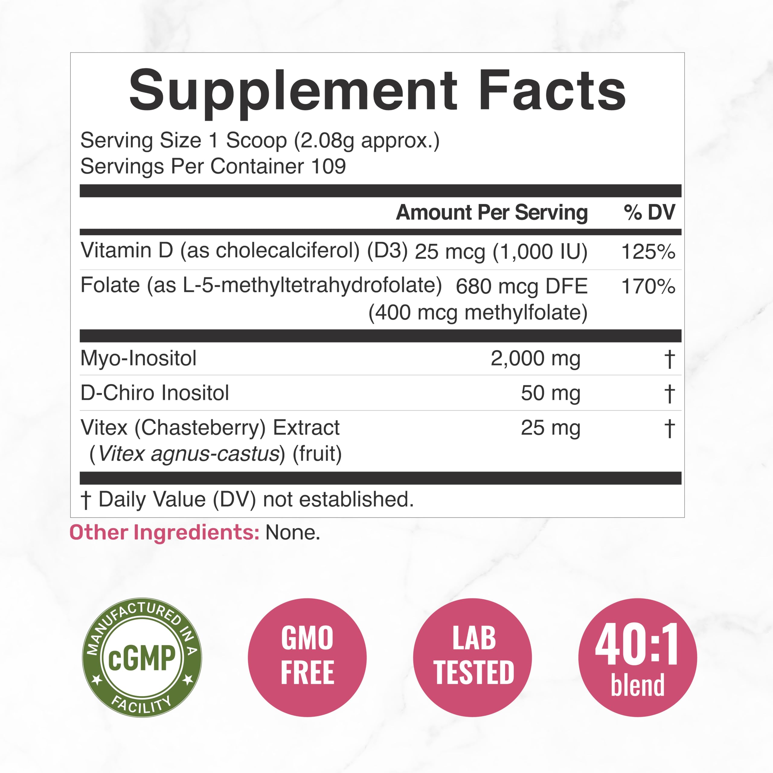 DEAL SUPPLEMENT B8 Inositol Powder 40:1 ratio label