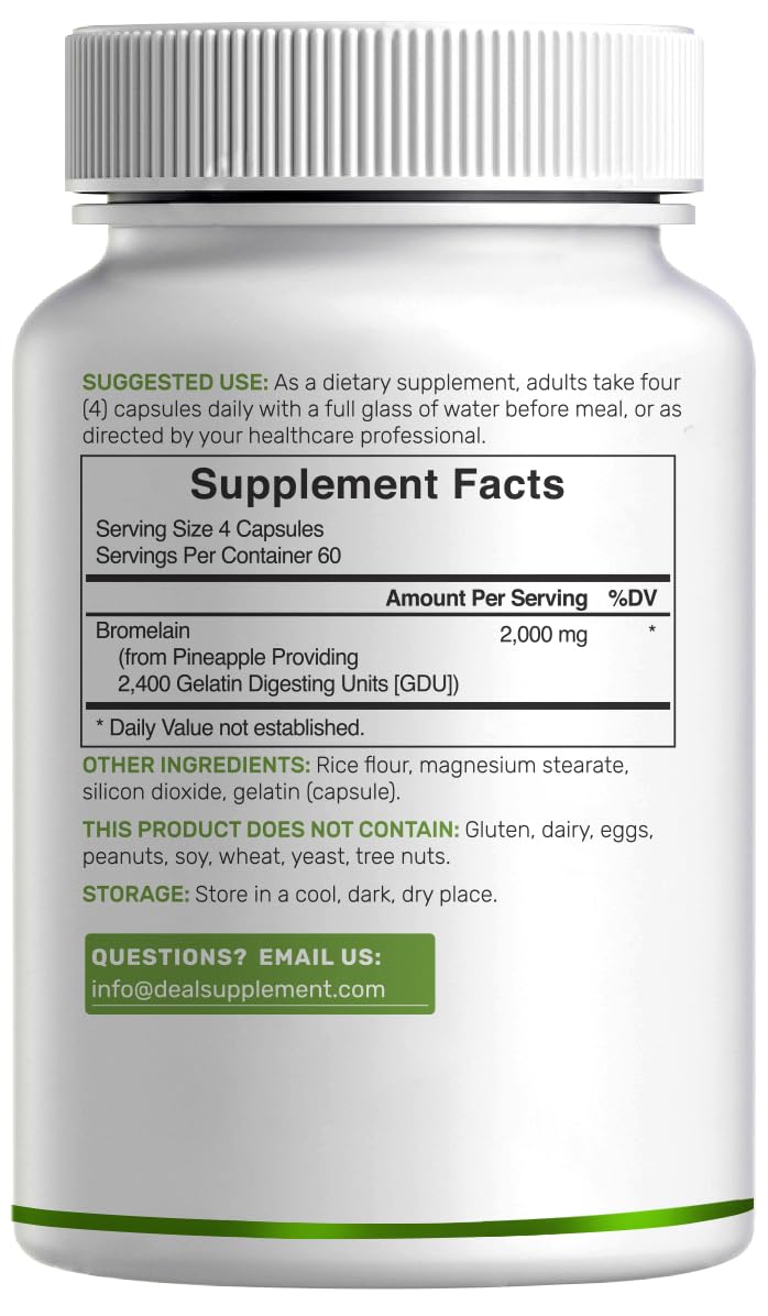 DEAL SUPPLEMENT Bromelain Multi-Enzyme Capsules with measuring spoon