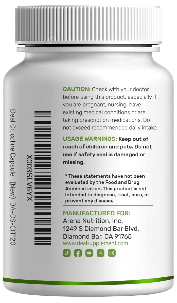 DEAL SUPPLEMENT Citicoline Capsules 1000mg with measuring spoon