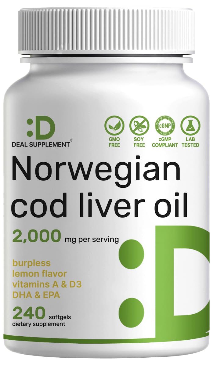 DEAL SUPPLEMENT Cod Liver Oil Softgels bottle front view