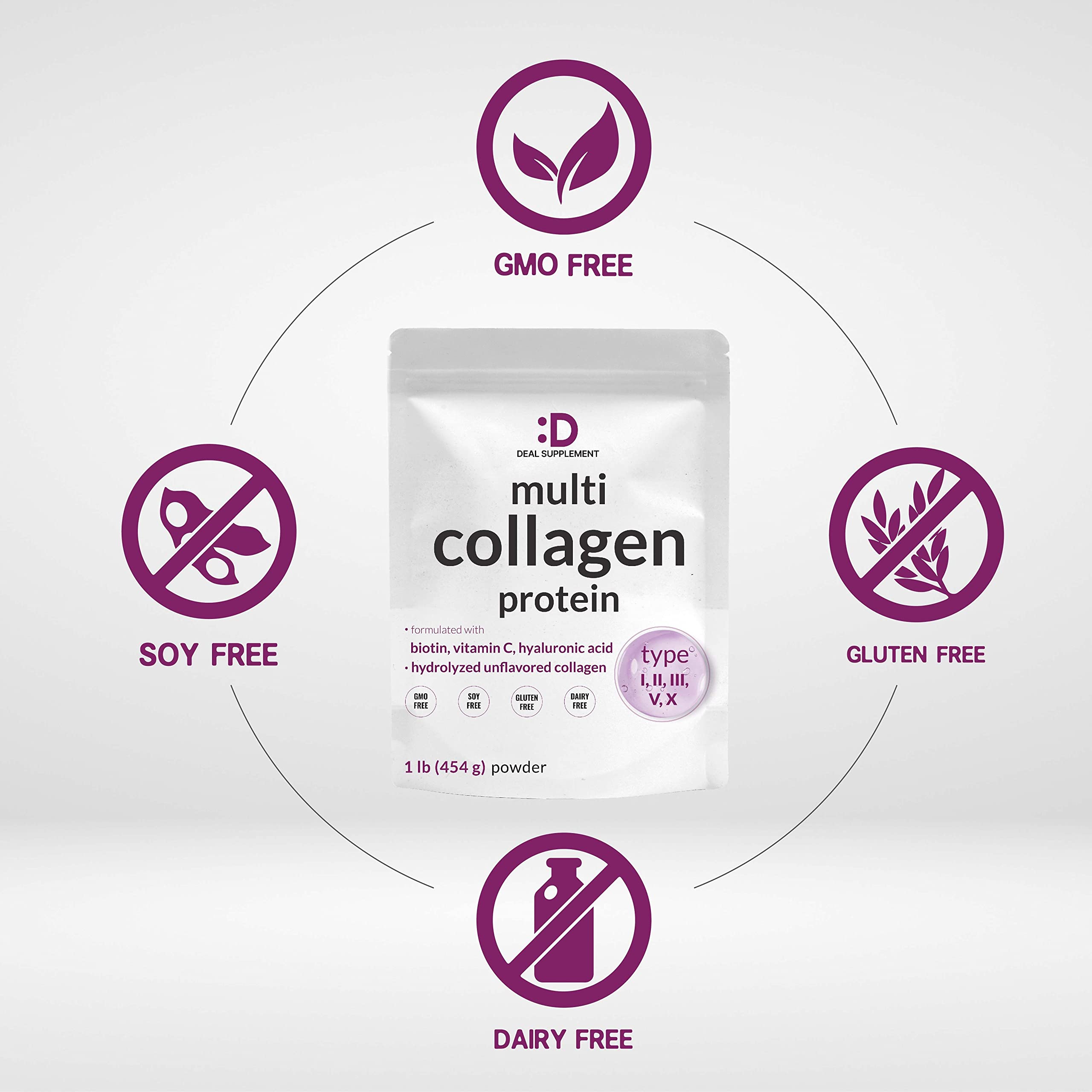 DEAL SUPPLEMENT Collagen Powder 1lb scoop showing serving size