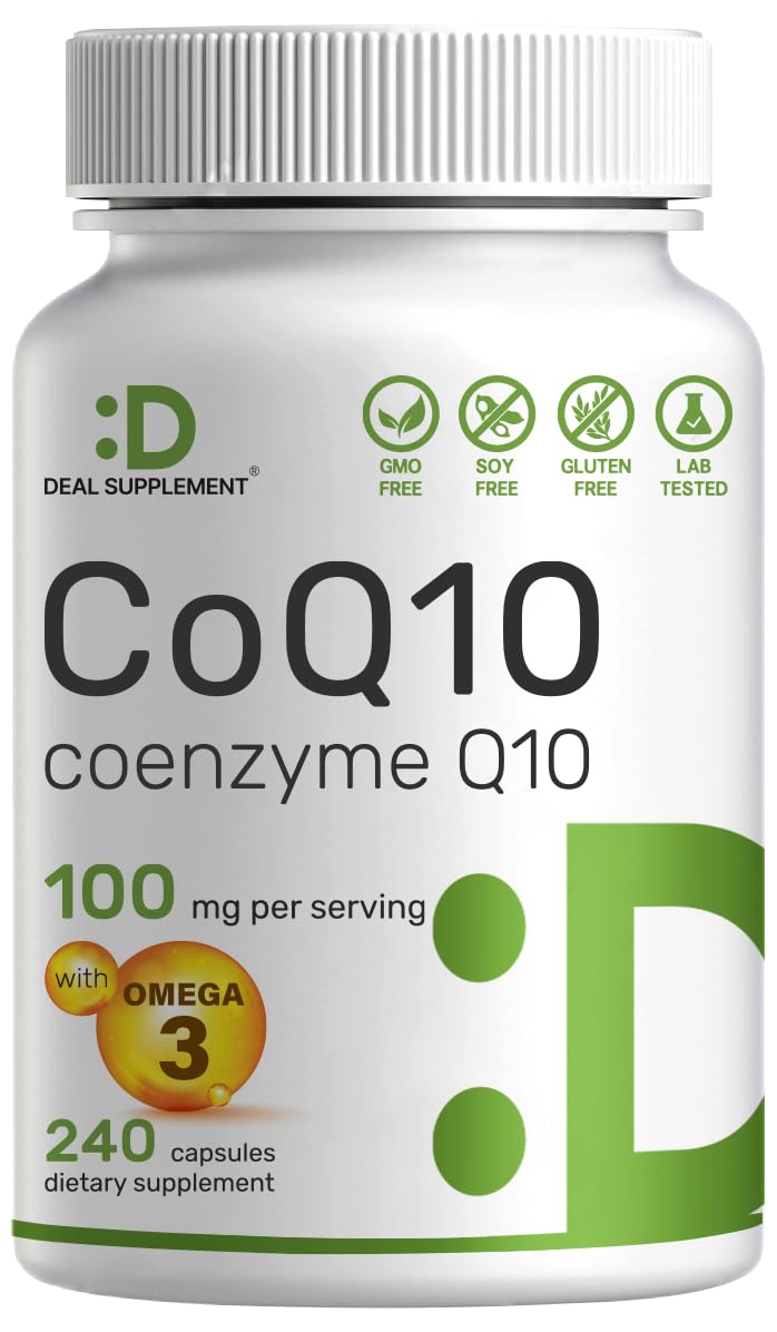 DEAL SUPPLEMENT CoQ10 with Omega 3 240 capsules front view