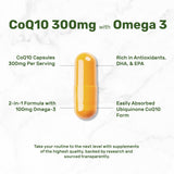 DEAL SUPPLEMENT CoQ10 with Omega 3 300mg + 100mg capsule close-up