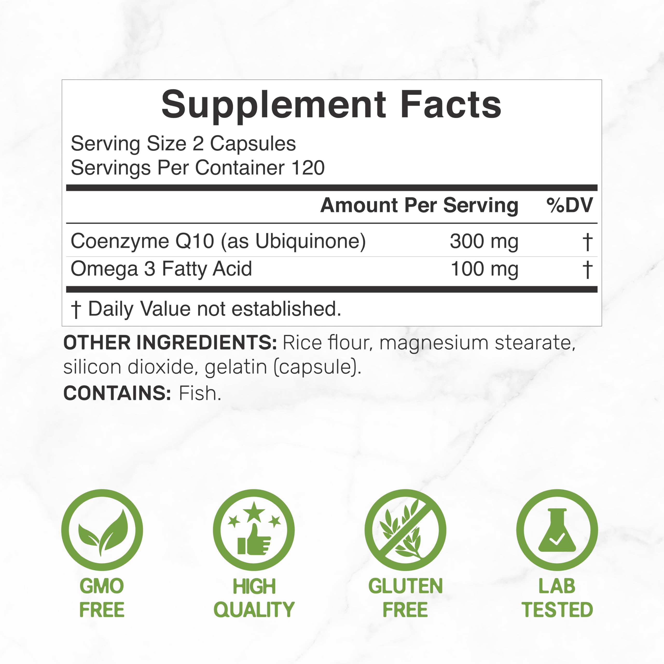 DEAL SUPPLEMENT CoQ10 with Omega 3 300mg + 100mg side view
