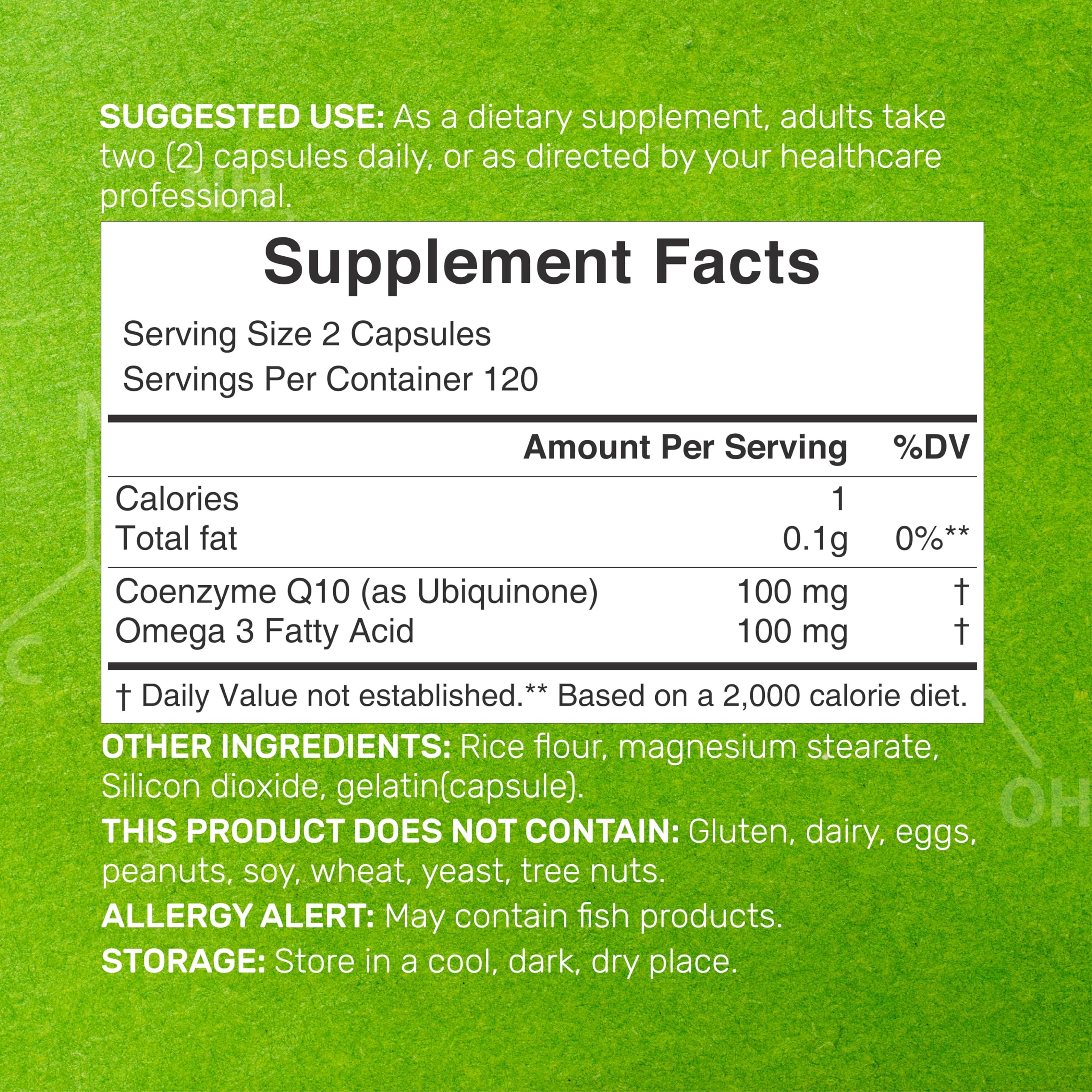 DEAL SUPPLEMENT CoQ10 with Omega 3 capsule close-up