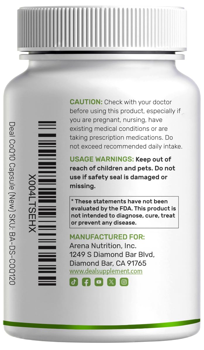 DEAL SUPPLEMENT CoQ10 with Omega 3 capsules in a hand