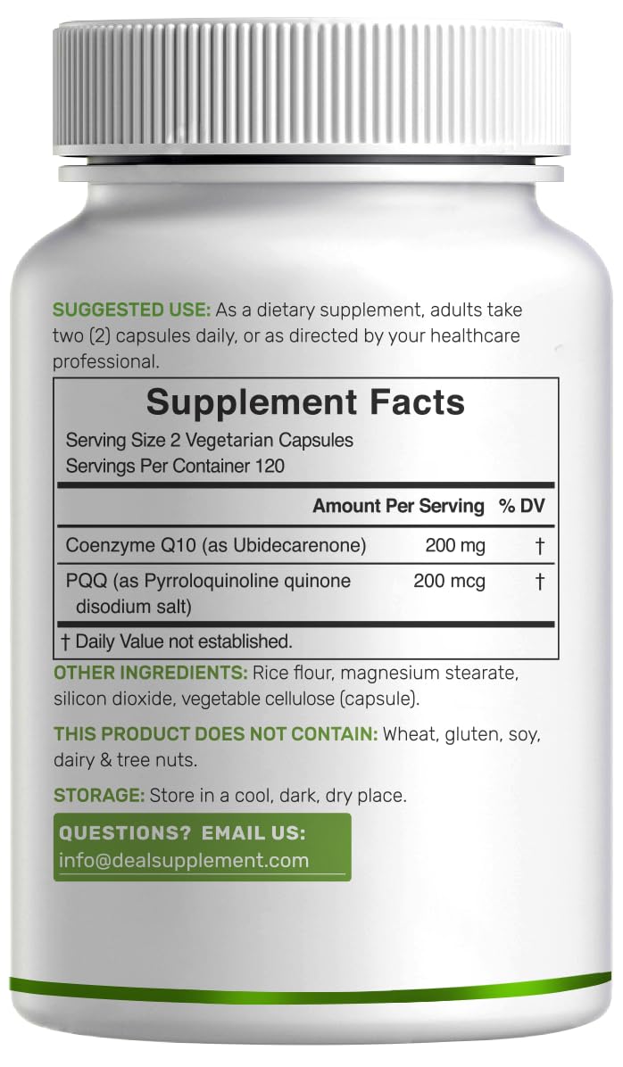 DEAL SUPPLEMENT CoQ10 with PQQ bottle with natural background