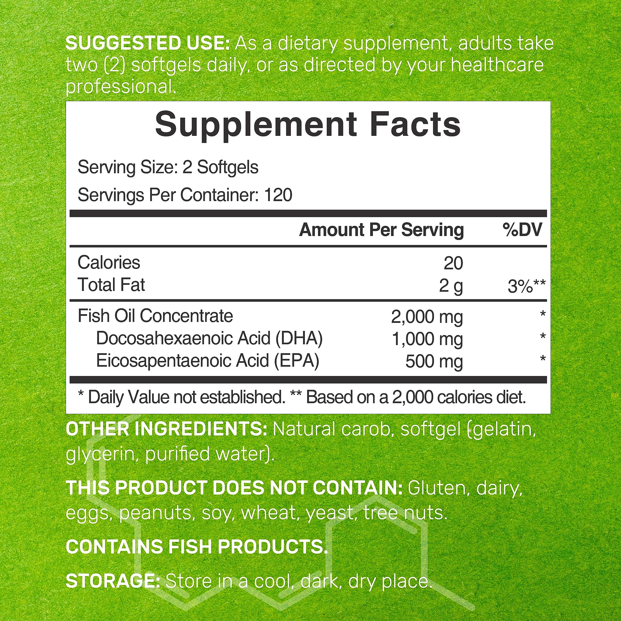 DEAL SUPPLEMENT Fish Oil Omega-3 DHA bottle side view