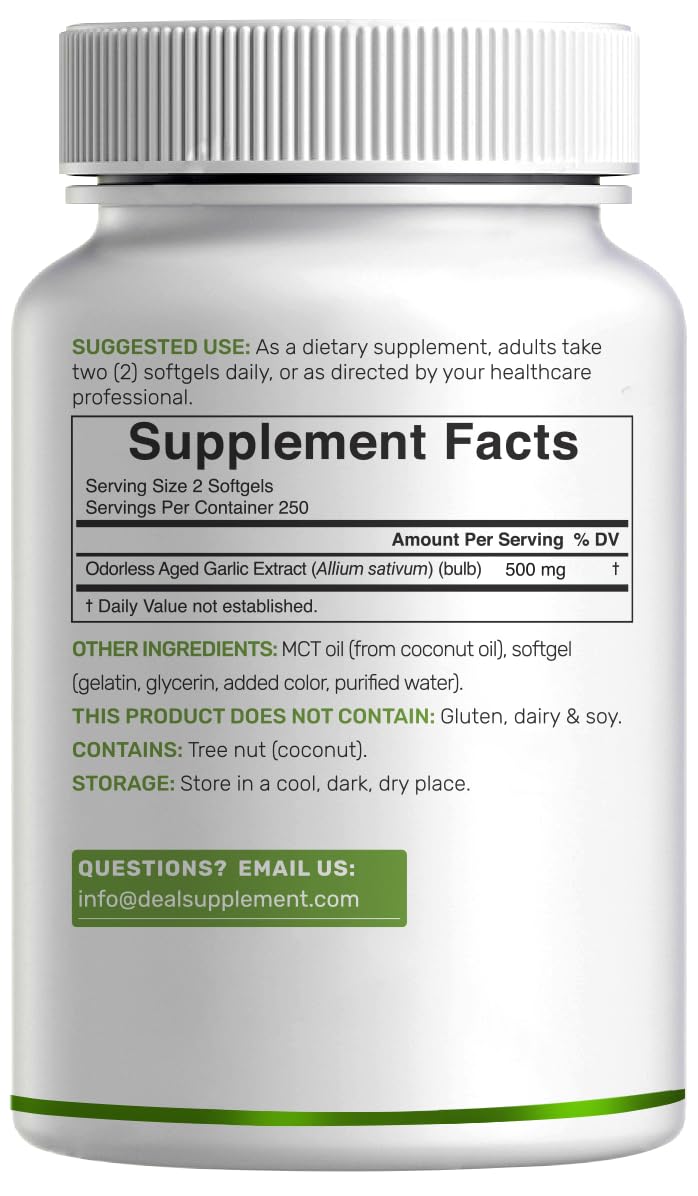 DEAL SUPPLEMENT Garlic Softgels back view