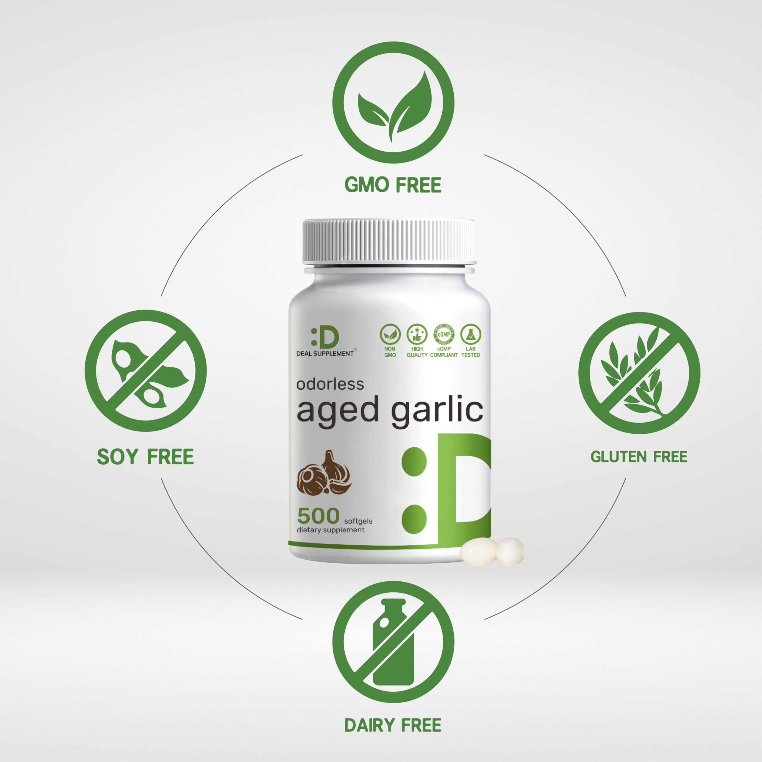 DEAL SUPPLEMENT Garlic Softgels side view