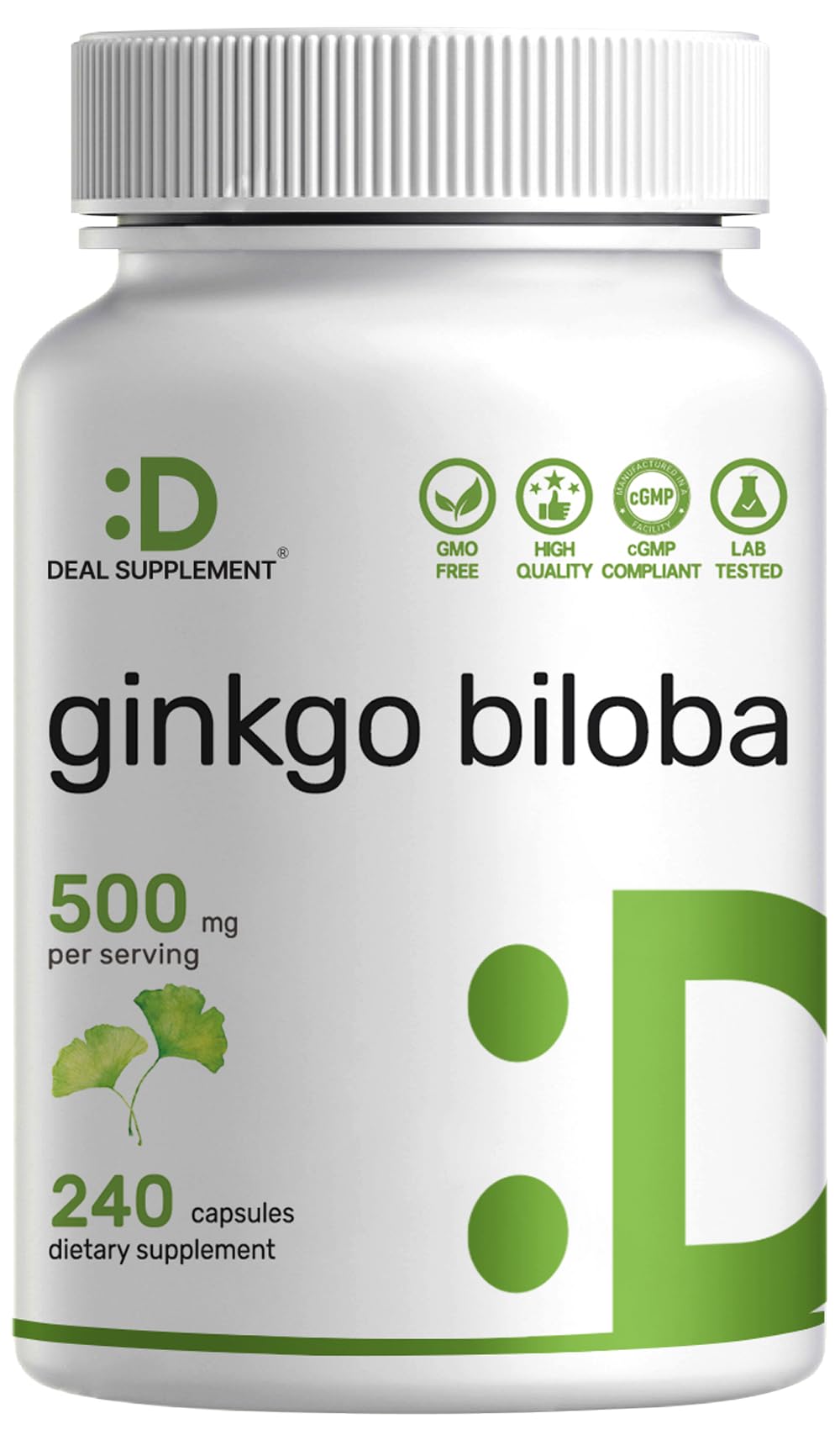 DEAL SUPPLEMENT Ginkgo Biloba Extract Capsules 240 count front view
