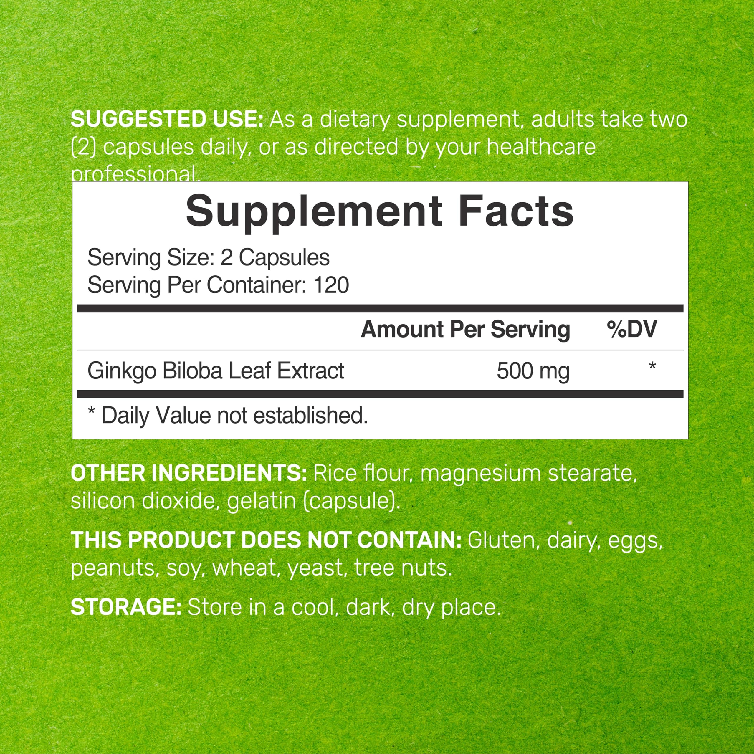 DEAL SUPPLEMENT Ginkgo Biloba Extract Capsules bottle side view