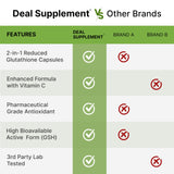 DEAL SUPPLEMENT Glutathione 1000mg with Vitamin C on a wooden table