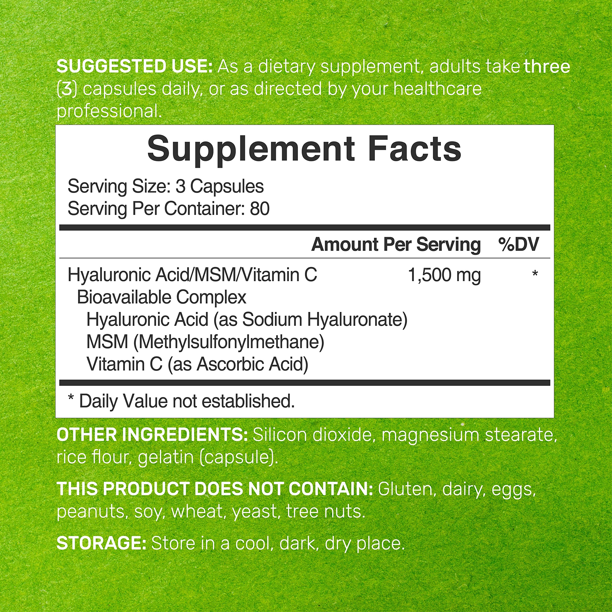 DEAL SUPPLEMENT Hyaluronic Acid 3-in-1 Capsules bottle side view
